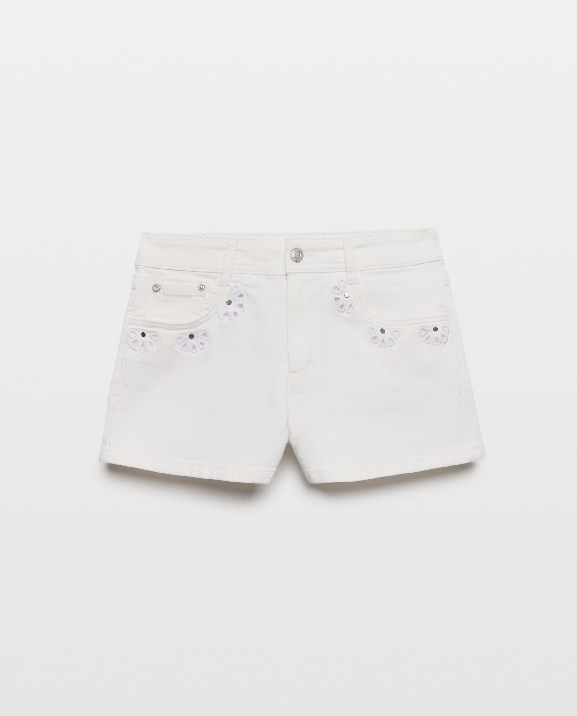 Calções Bordados de Algodão Branco-marfim-4