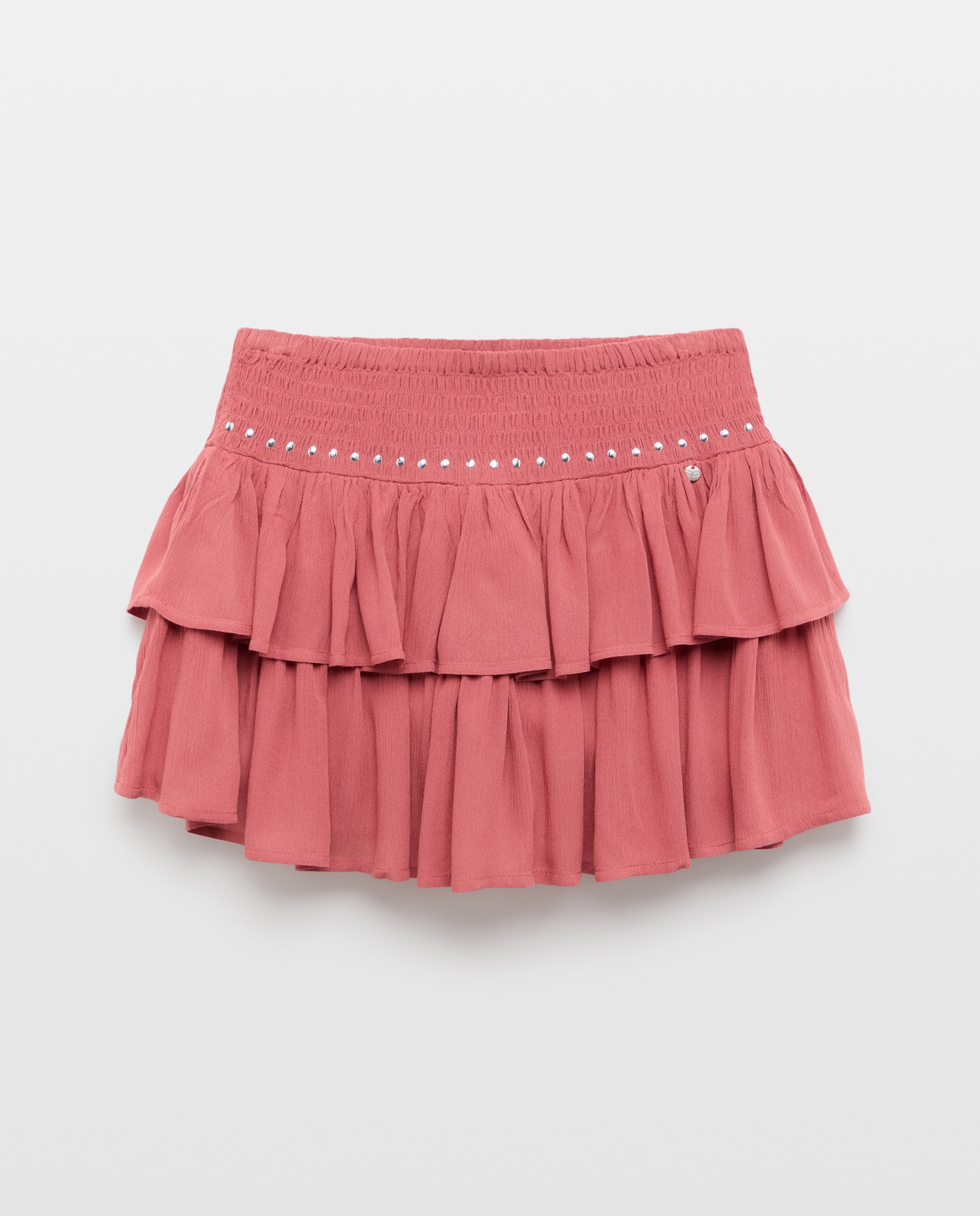 Saia com Elástico, Folhos e Tachas Açafrão-4