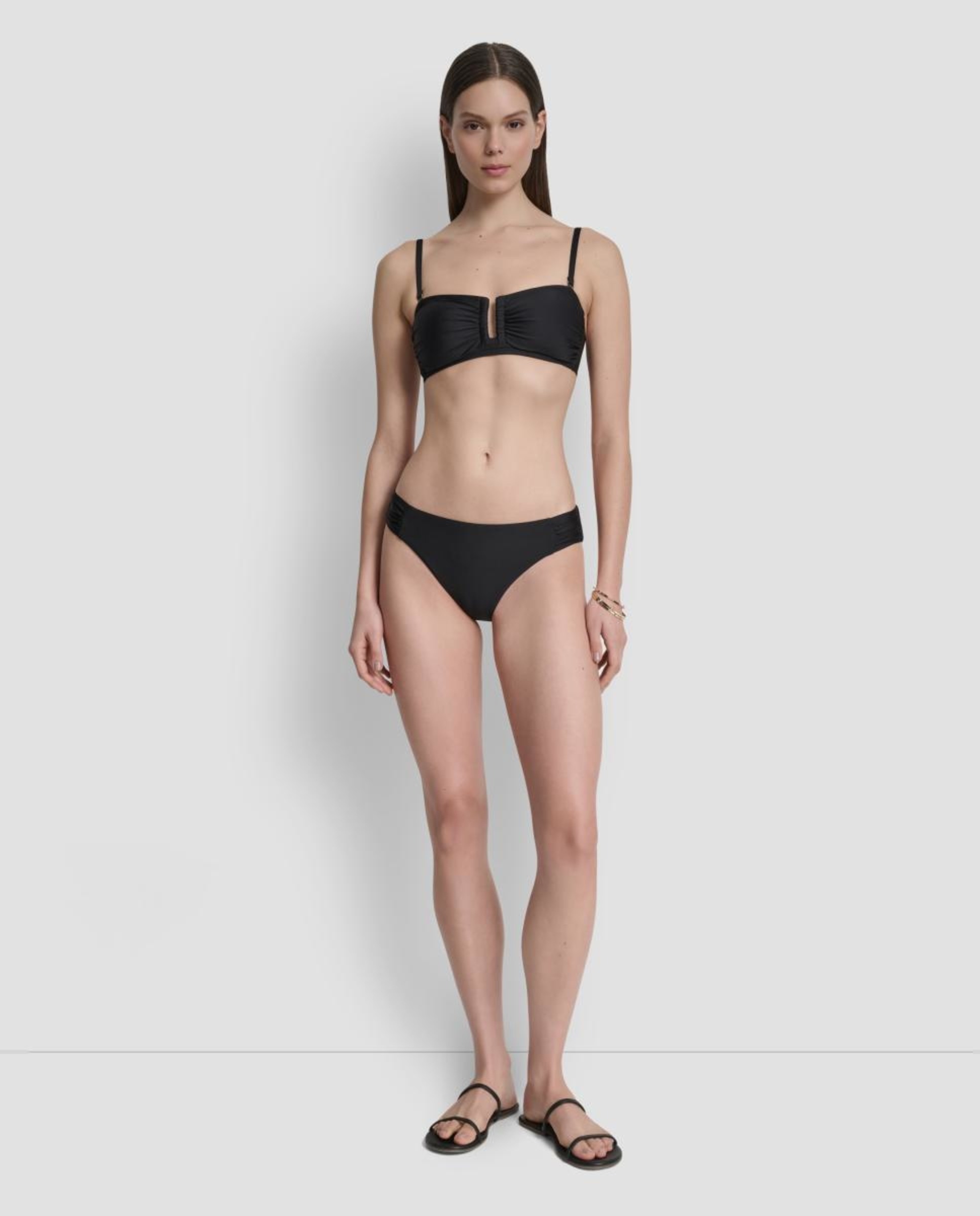 Conjunto de Biquíni Bandeau com Aro e Forma de U Preto-11