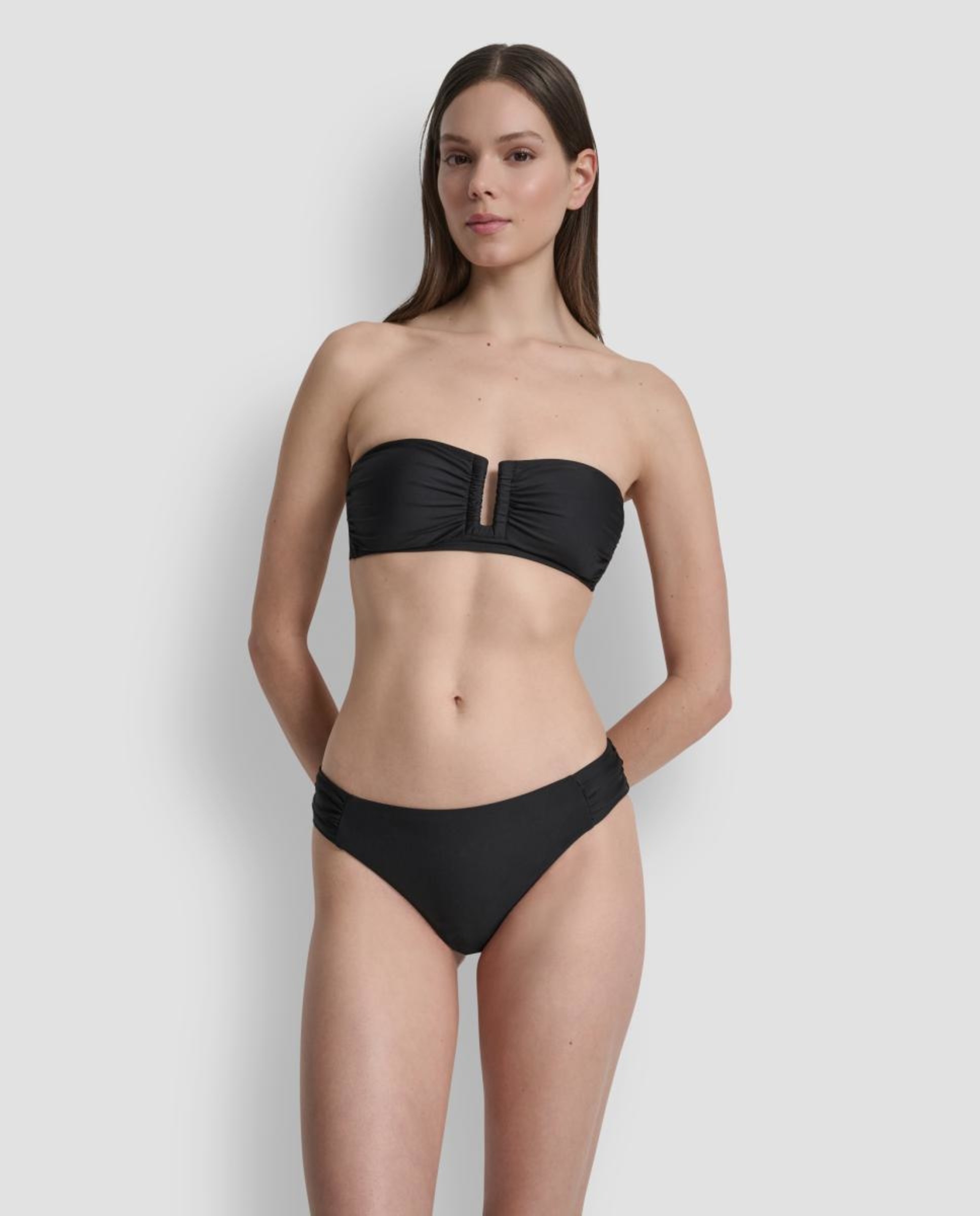 Conjunto de Biquíni Bandeau com Aro e Forma de U Preto-9