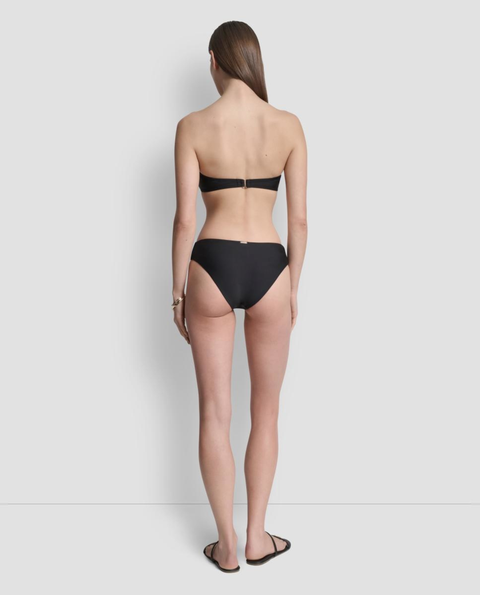 Conjunto de Biquíni Bandeau com Aro e Forma de U Preto-5