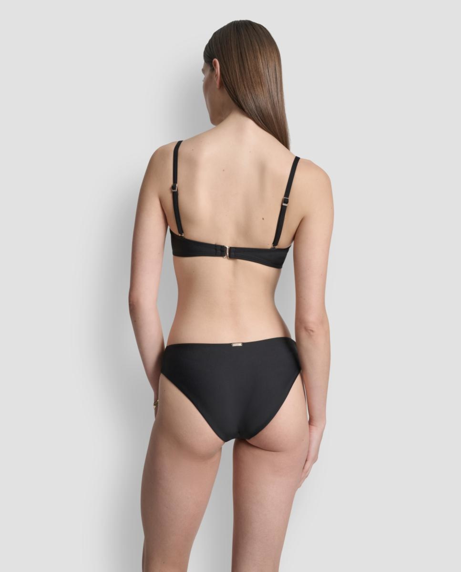 Conjunto de Biquíni Bandeau com Aro e Forma de U Preto-3