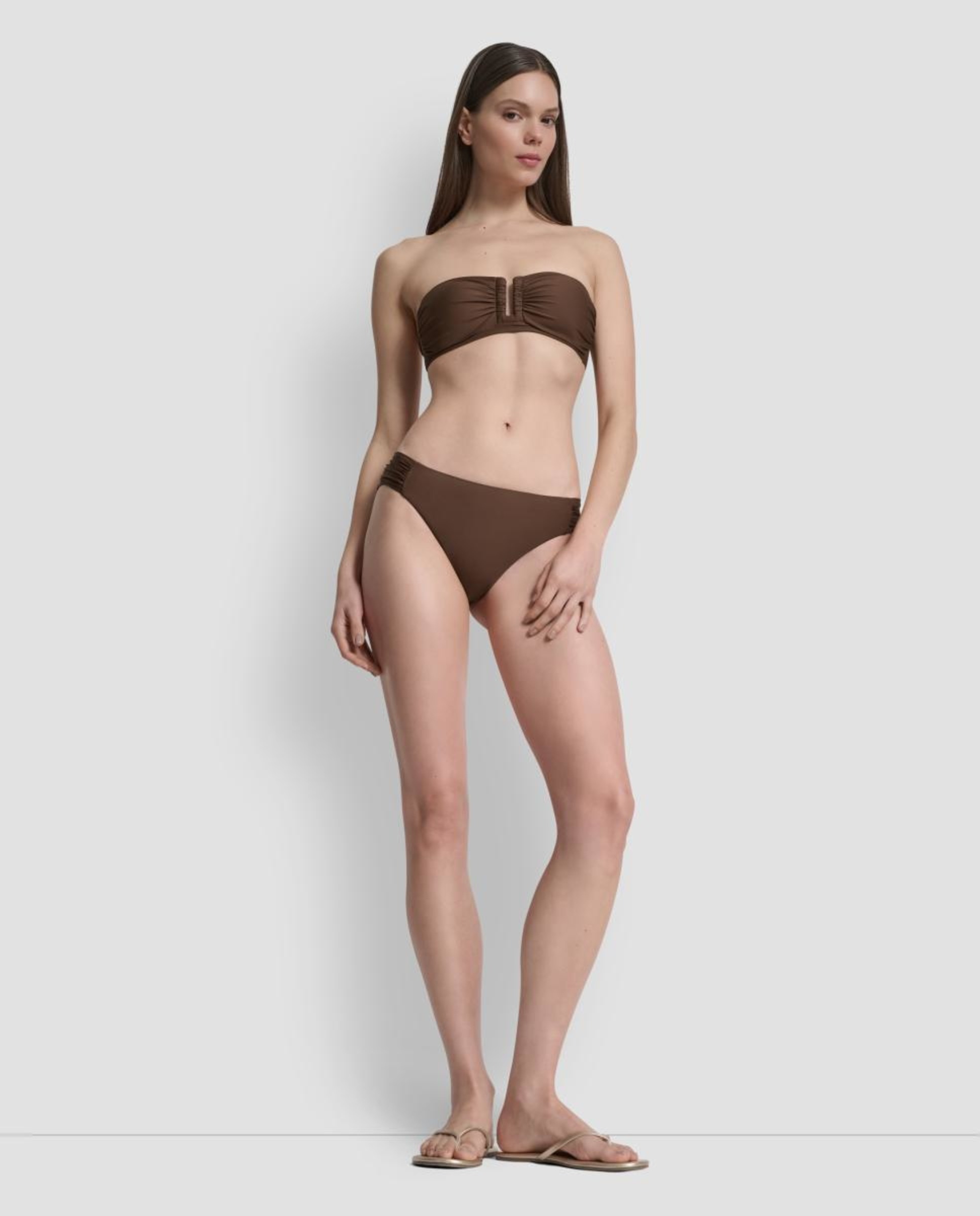 Conjunto de Biquíni Bandeau Castanho-8