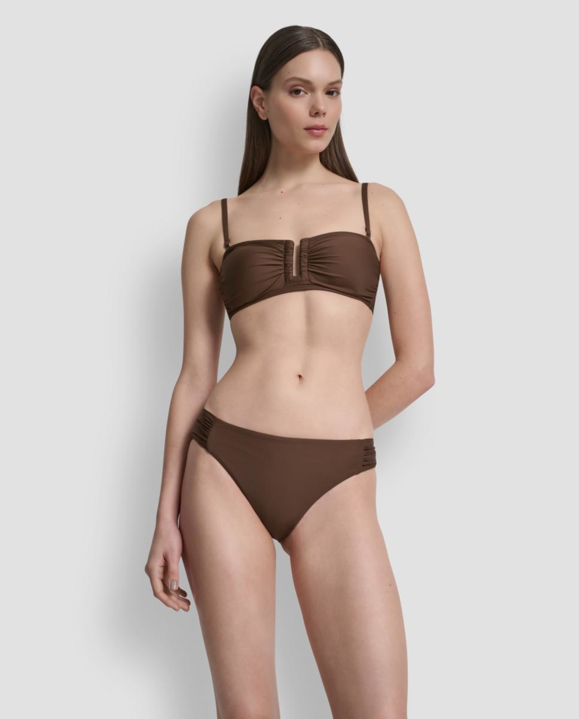 Conjunto de Biquíni Bandeau Castanho-7