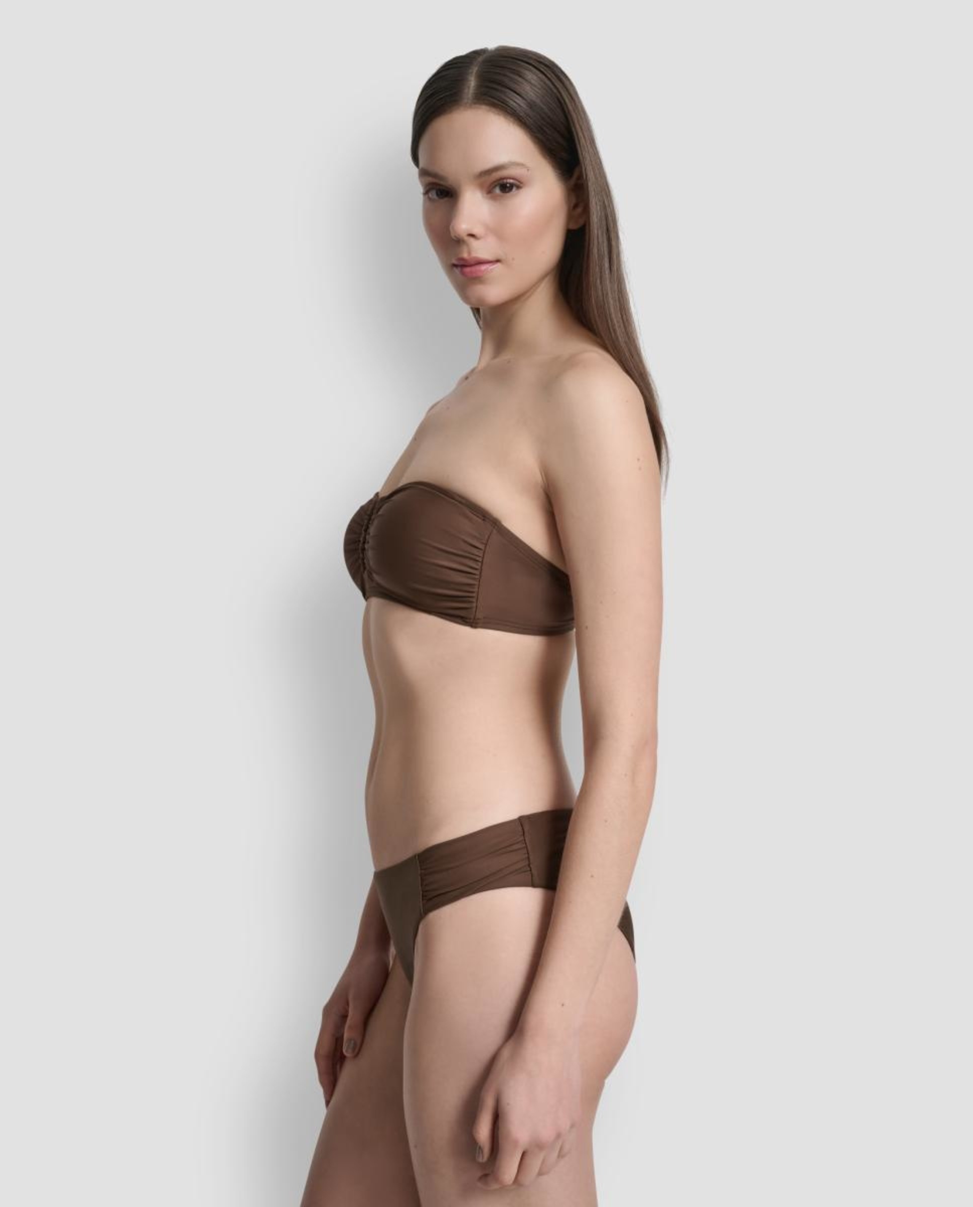 Conjunto de Biquíni Bandeau Castanho-3