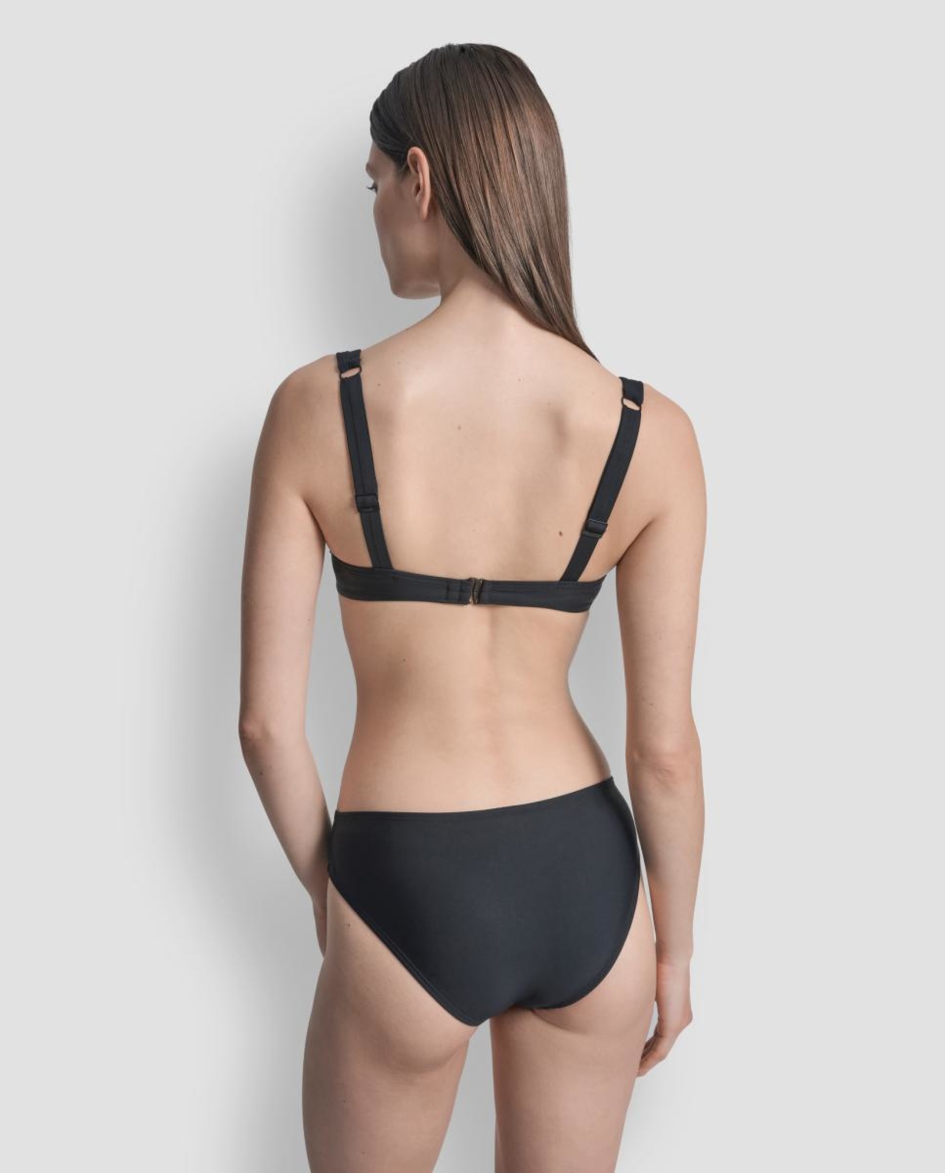 Conjunto de Biquíni Balconette com Foam e Cueca de Cintura Média Preto-3