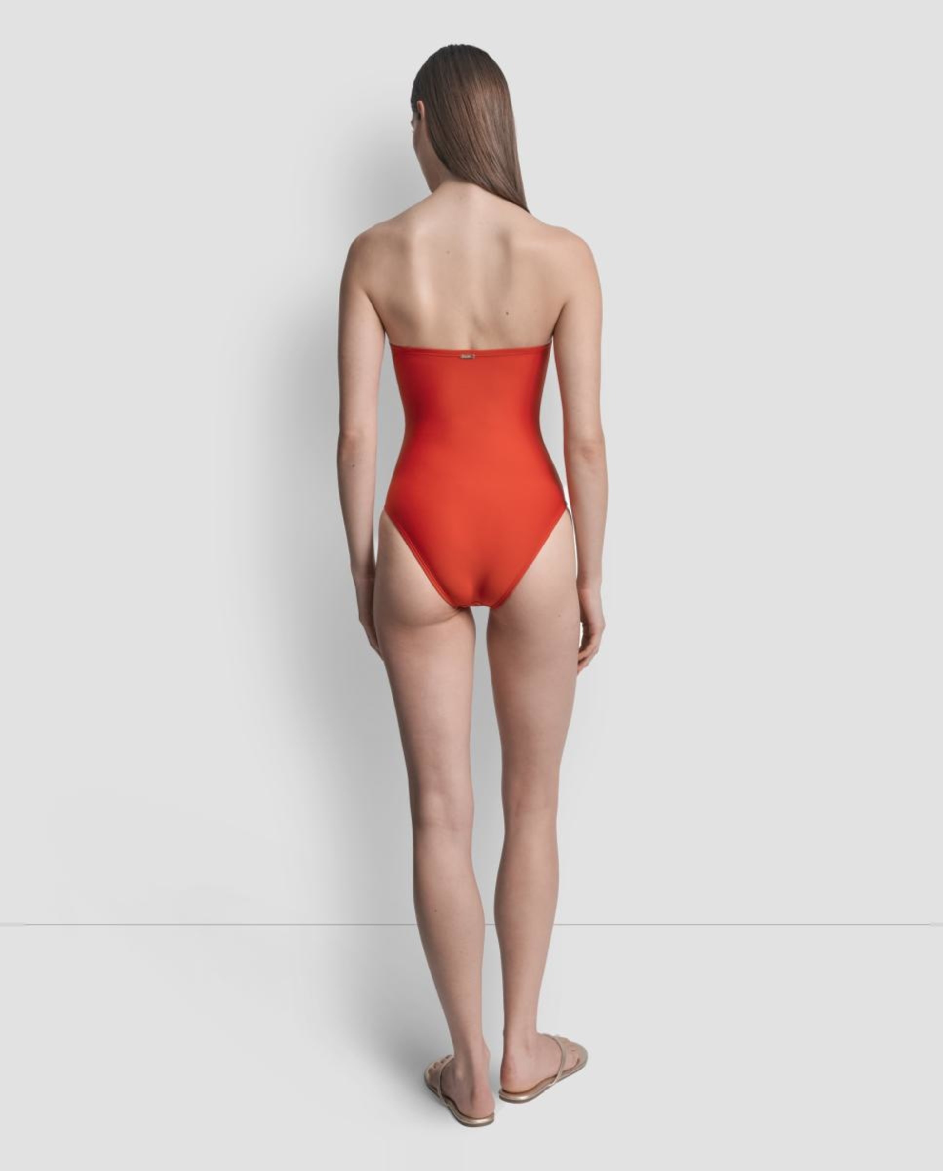 Fato de banho com decote bandeau Vermelho-3