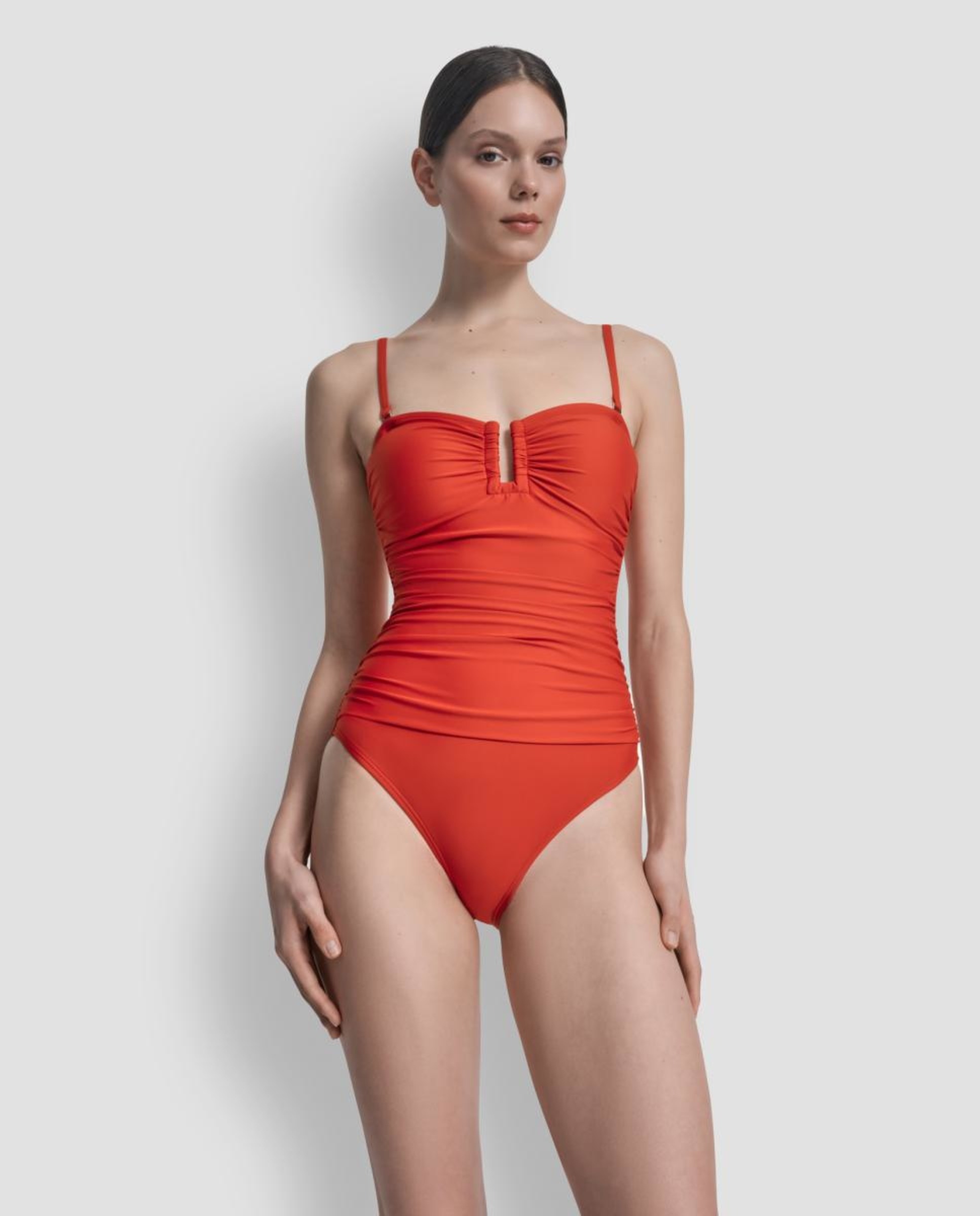 Fato de banho com decote bandeau Vermelho-13