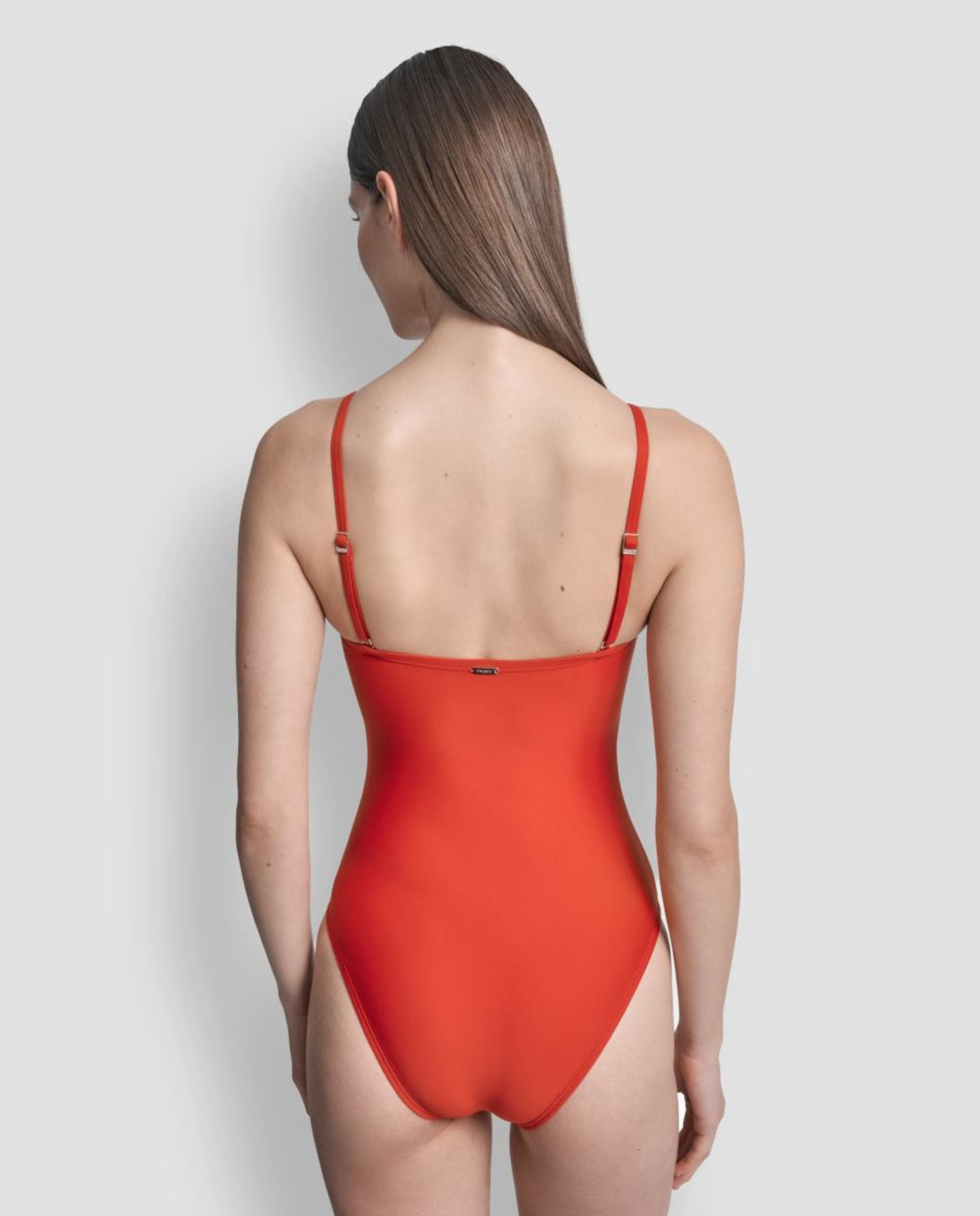 Fato de banho com decote bandeau Vermelho-12