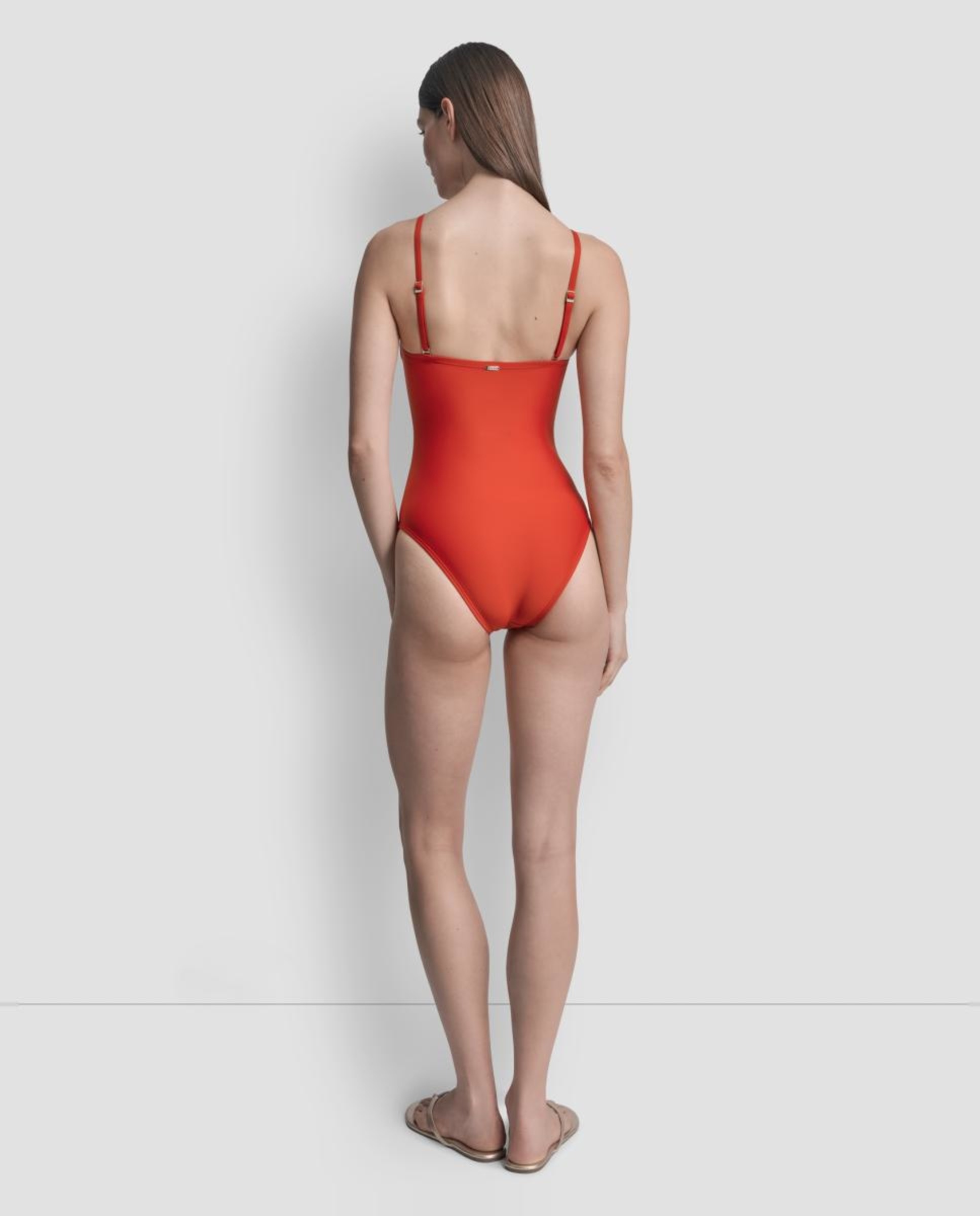 Fato de banho com decote bandeau Vermelho-8
