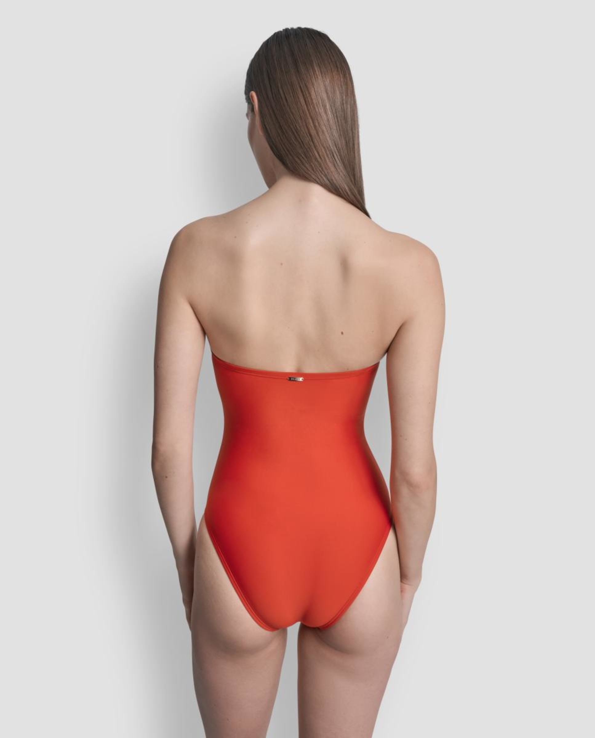 Fato de banho com decote bandeau Vermelho-5