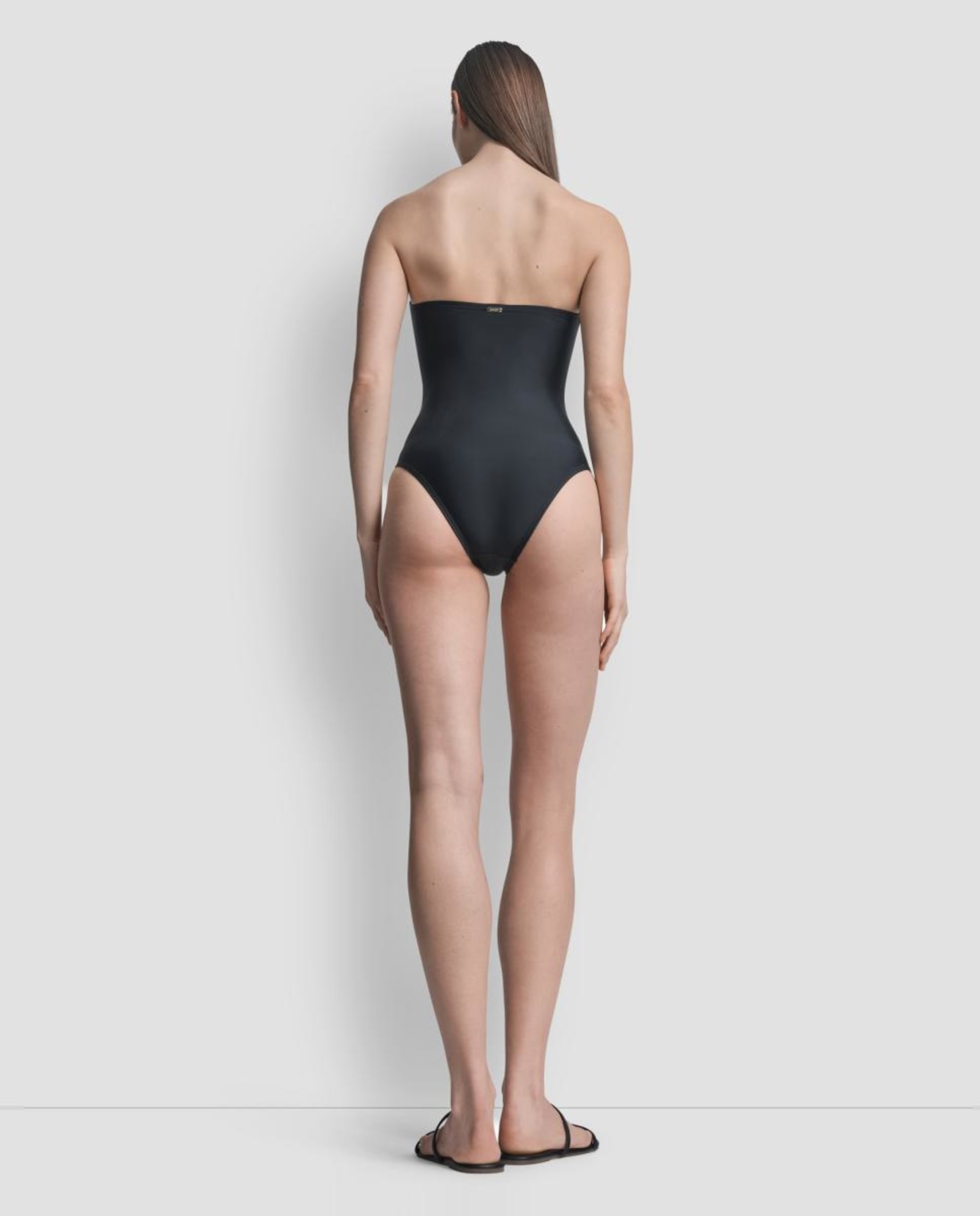 Fato de banho com decote bandeau Preto-3