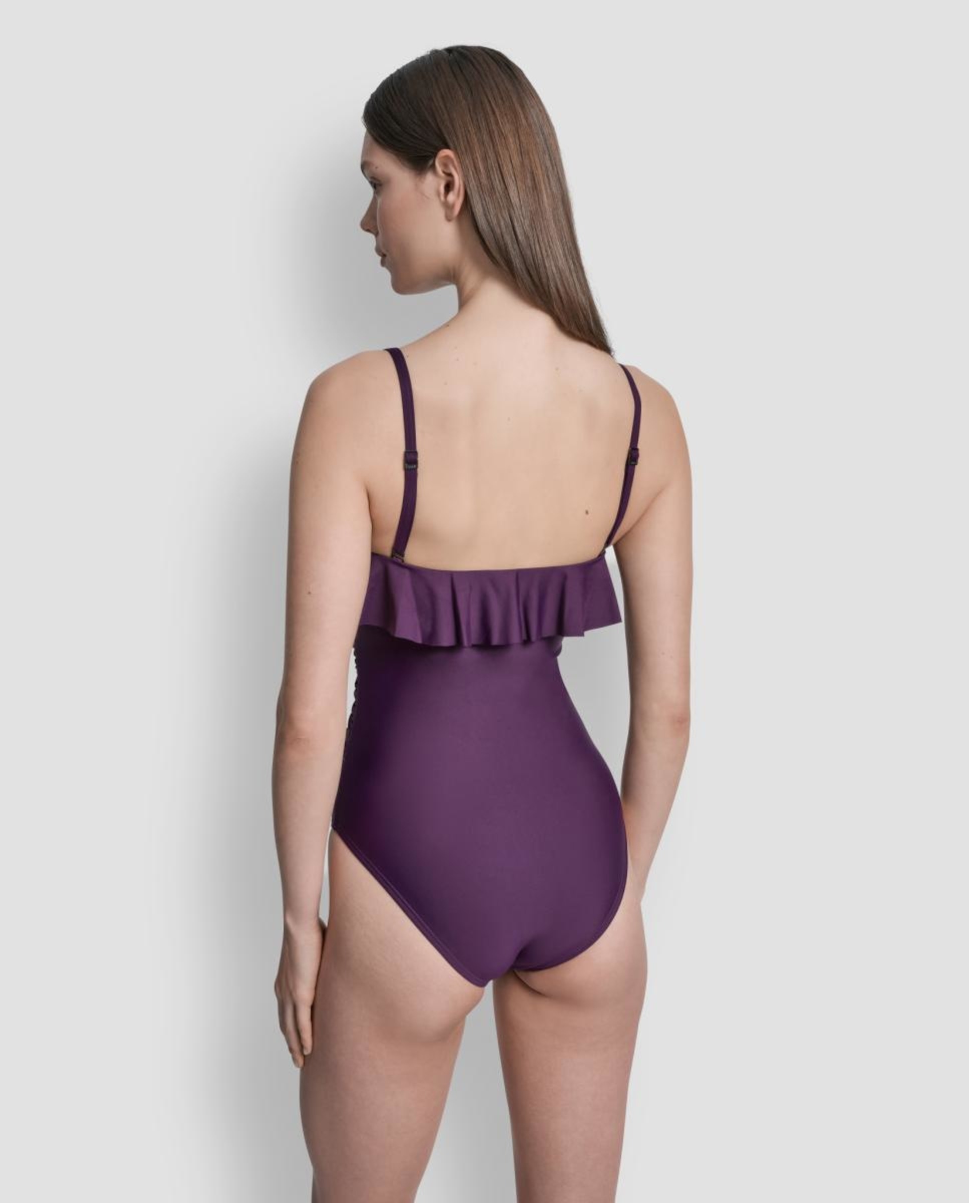 Fato de Banho Bandeau com Folho no Decote Azul-6