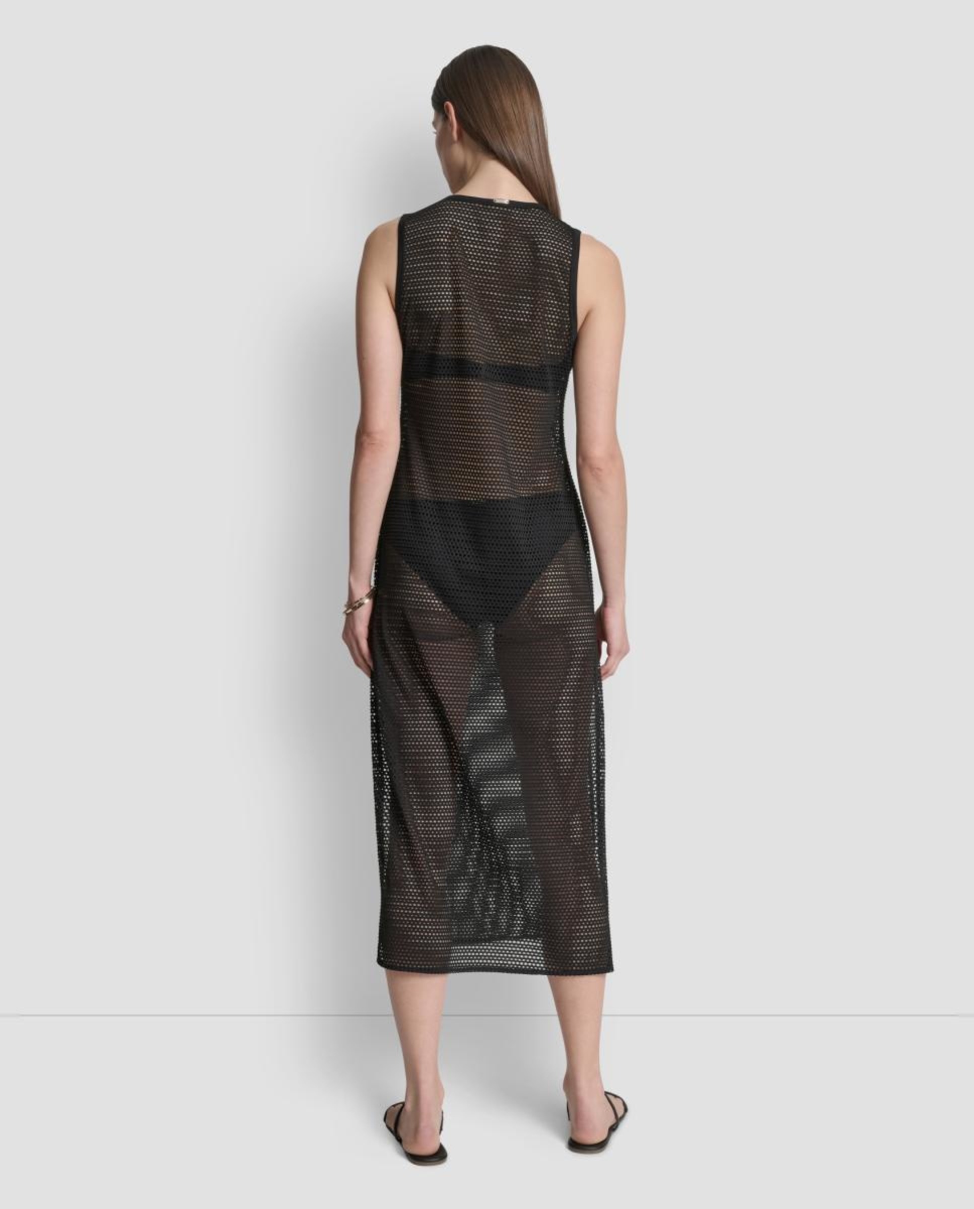 Vestido de Crochet Maxi Preto-5