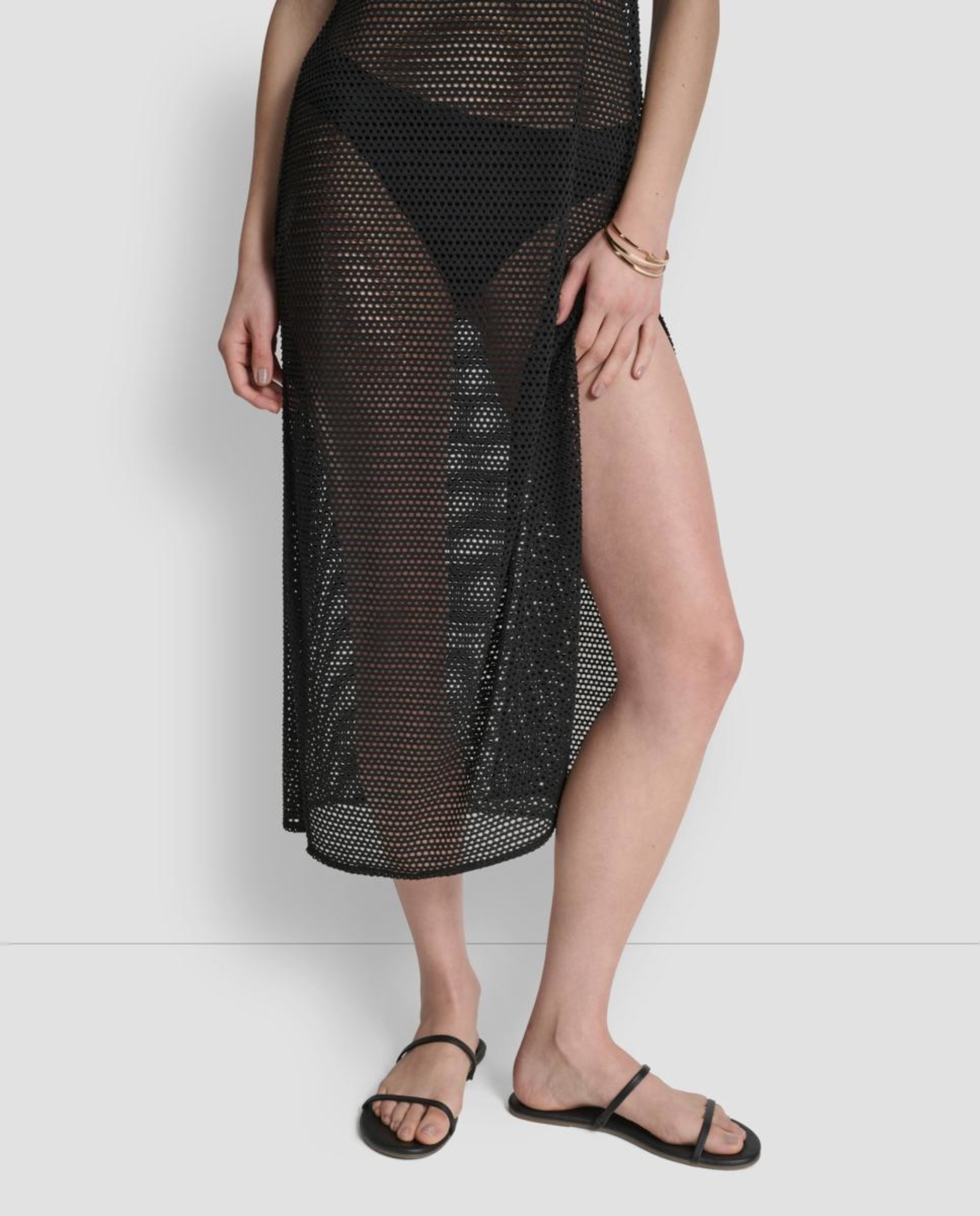 Vestido de Crochet Maxi Preto-3
