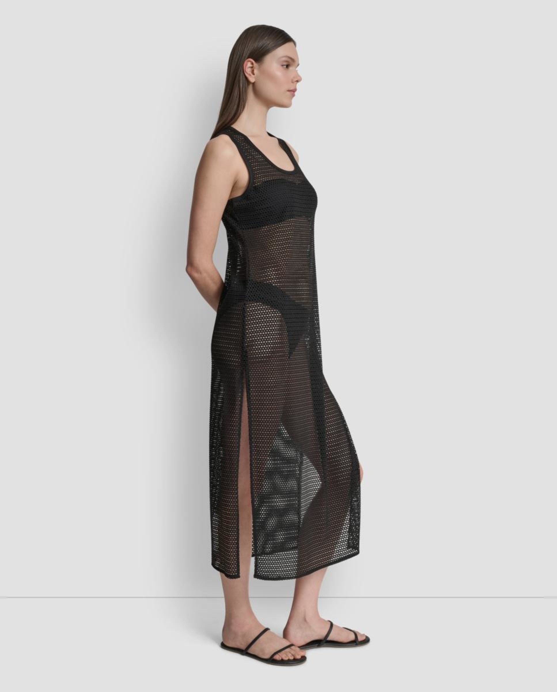 Vestido de Crochet Maxi Preto-2