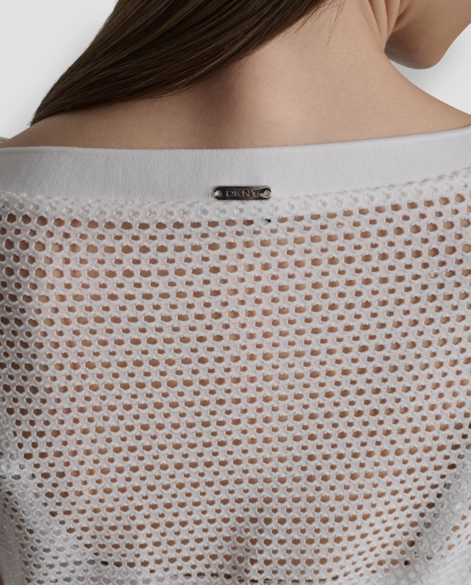 Túnica de Crochet com Decote em Bico Branco-5