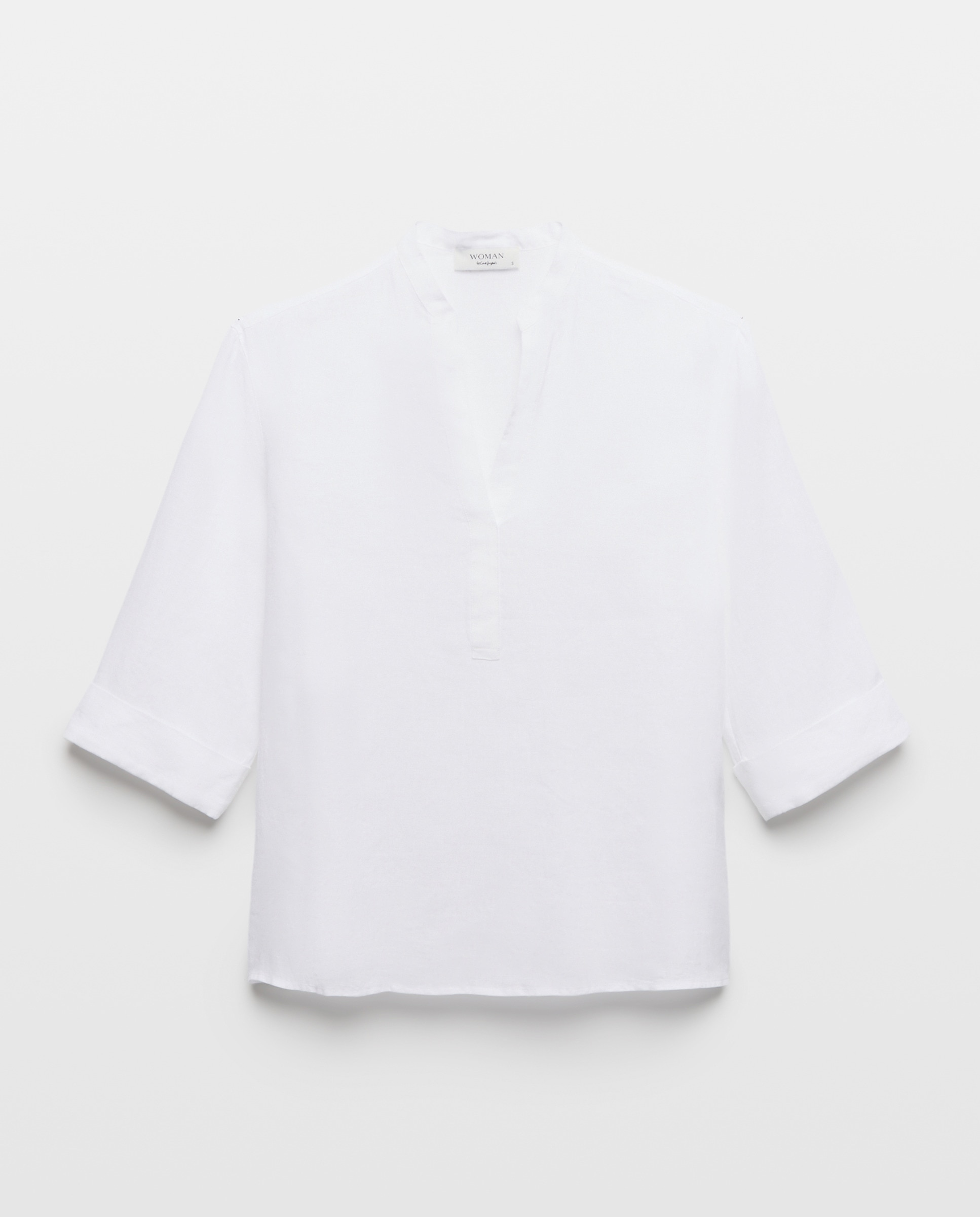 Imagem 0 de Túnica de Linho 3/4 com Decote Pronunciado