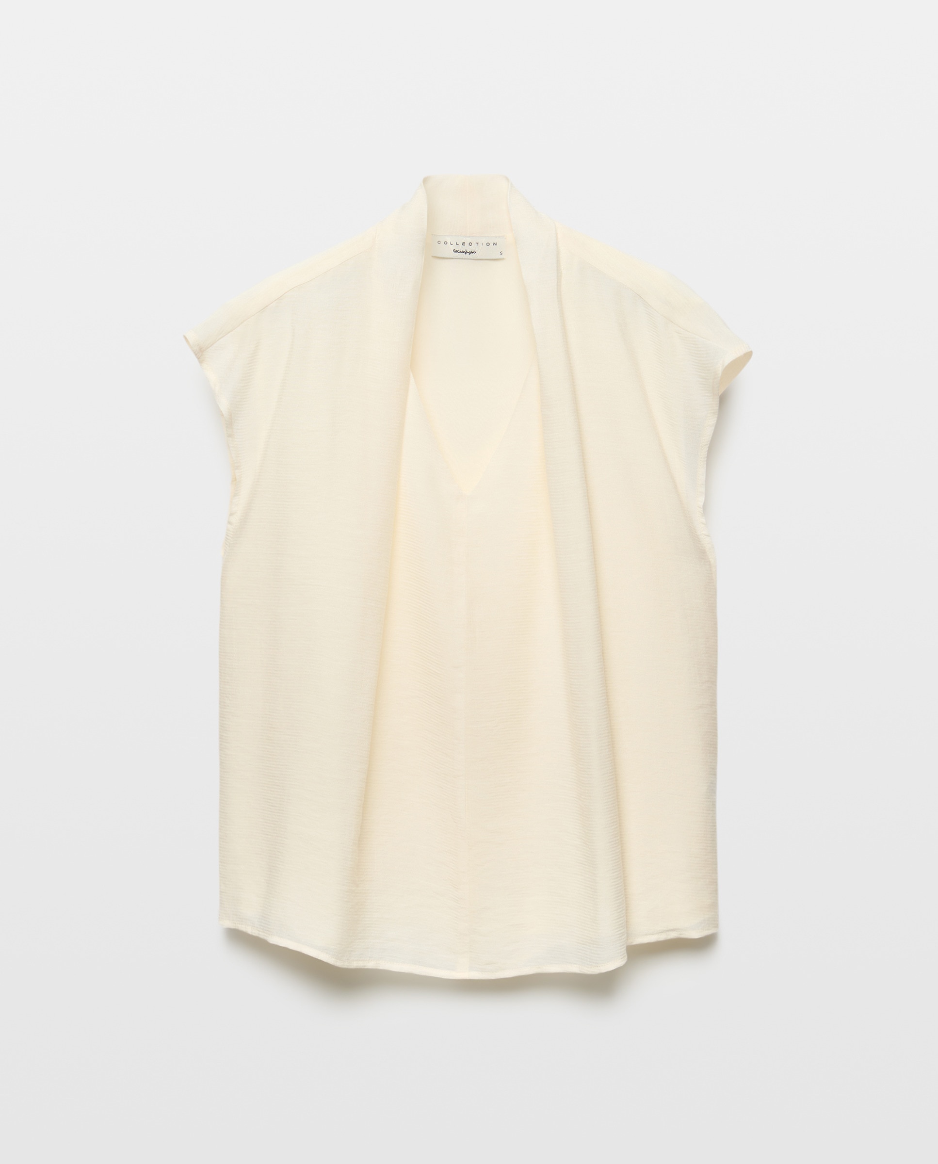 T-shirt com Manga Curta e Decote em Bico com Prega 120 Cru-4