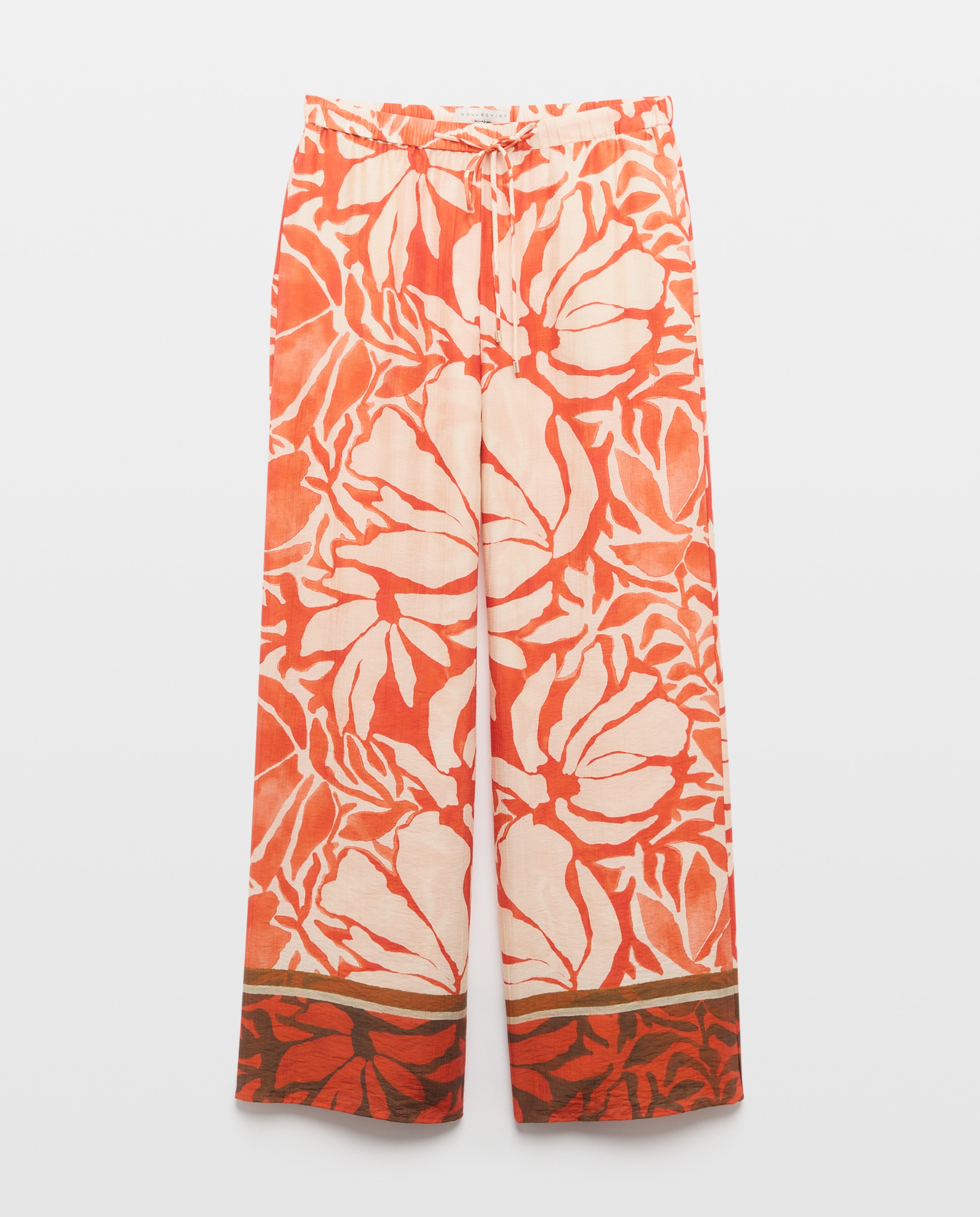 Calças Largas com Estampado Vermelho-4