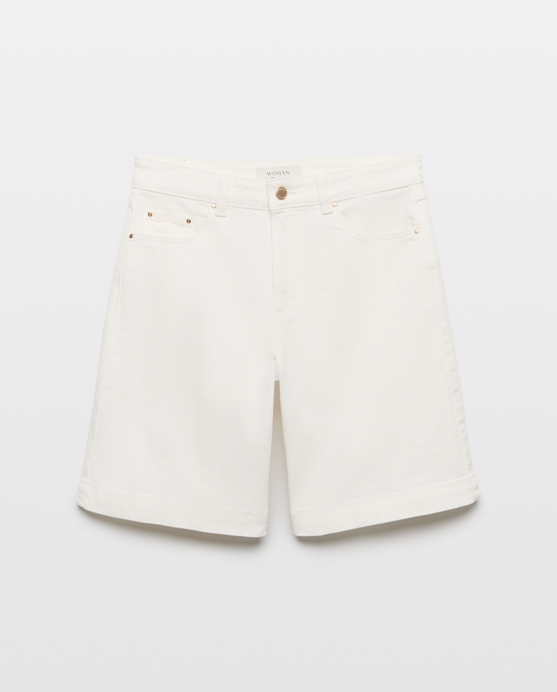 Calções de Ganga Lisos com Cinco Bolsos Branco-4