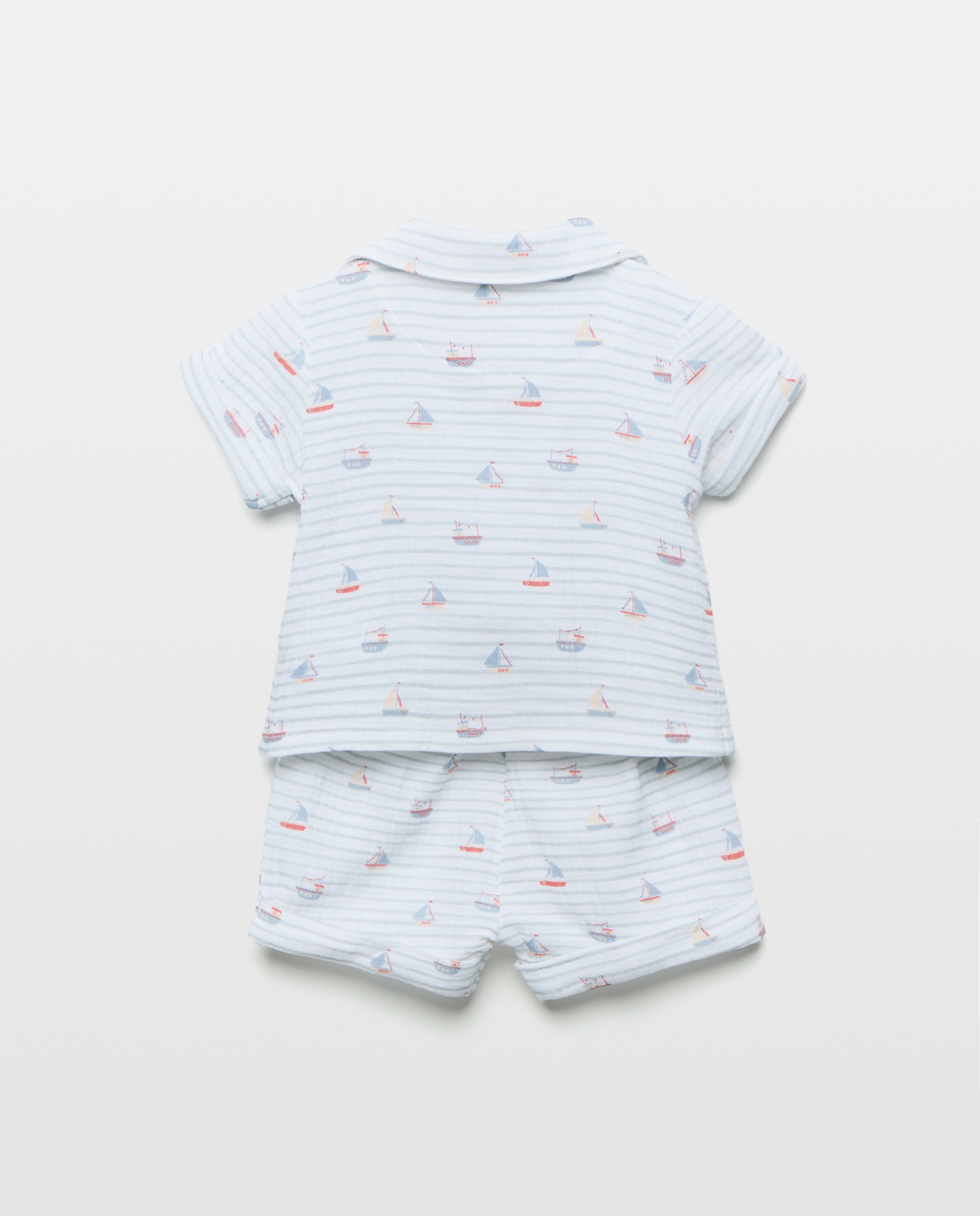 Pijama Curto de Bebé em Chiffon com Barcos Cotton Juice Branco-2