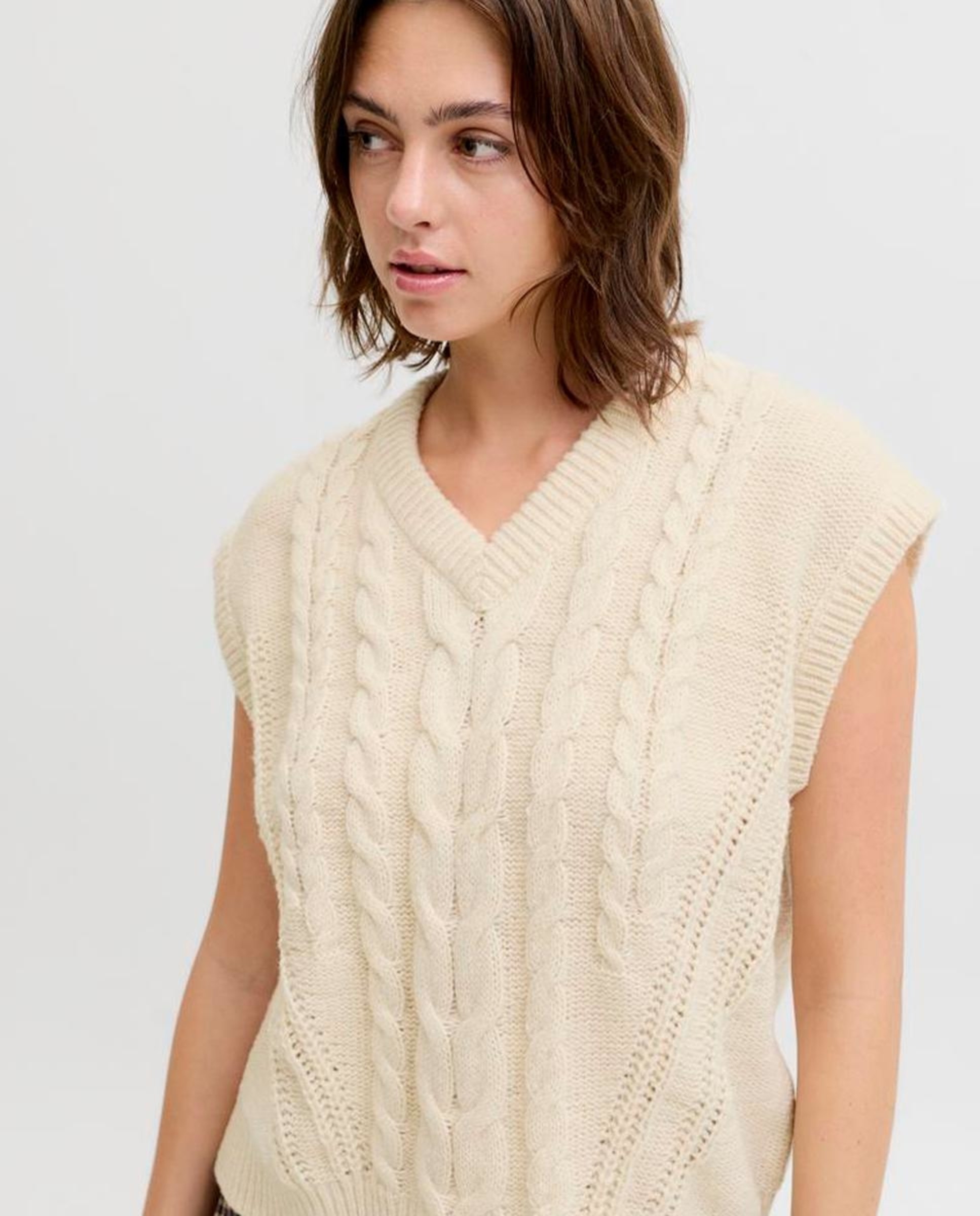 Colete de malha Creme-3