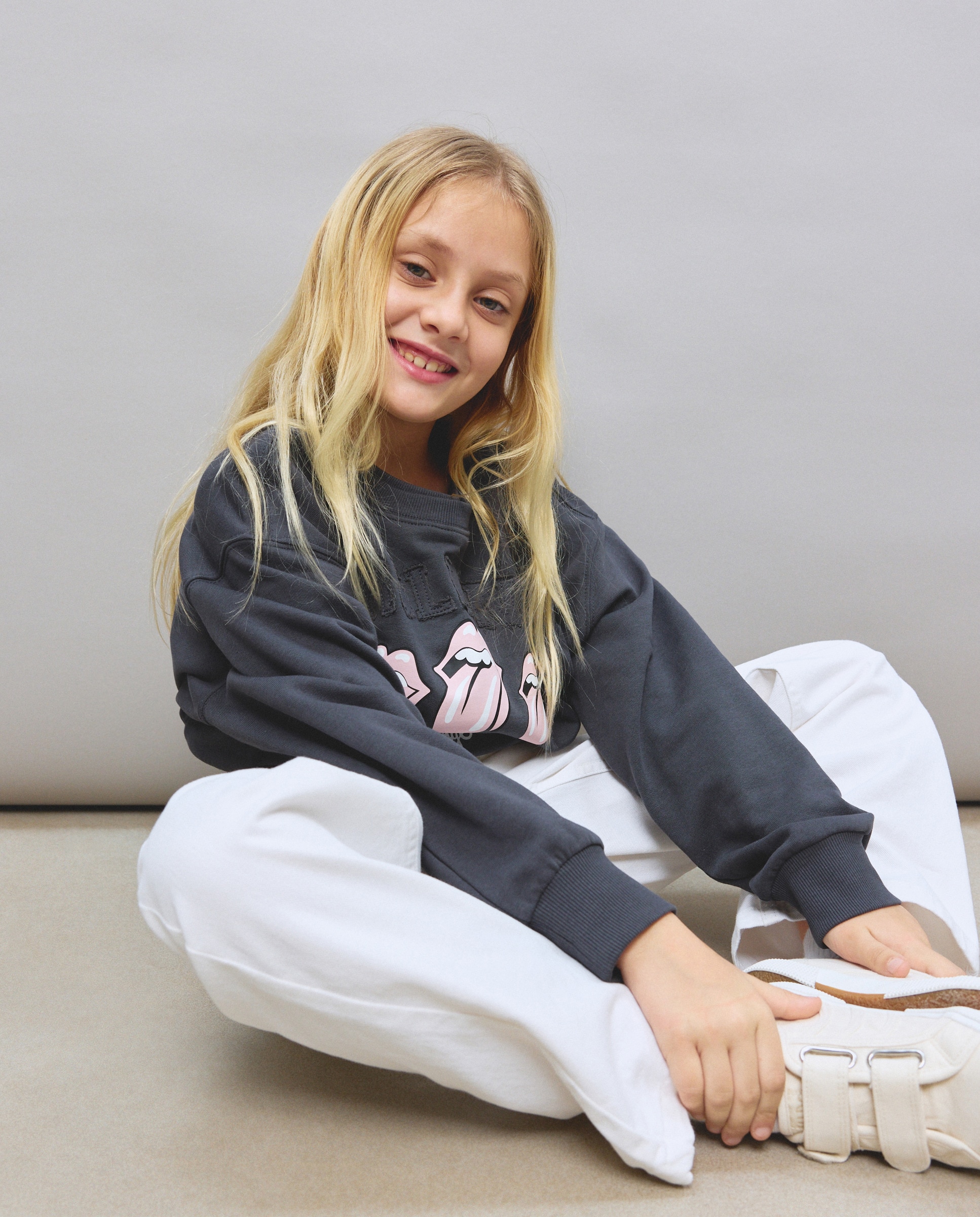 Sweatshirt com Estampado Rolling Stones à Frente Kids El Corte Inglés Cinzento-2