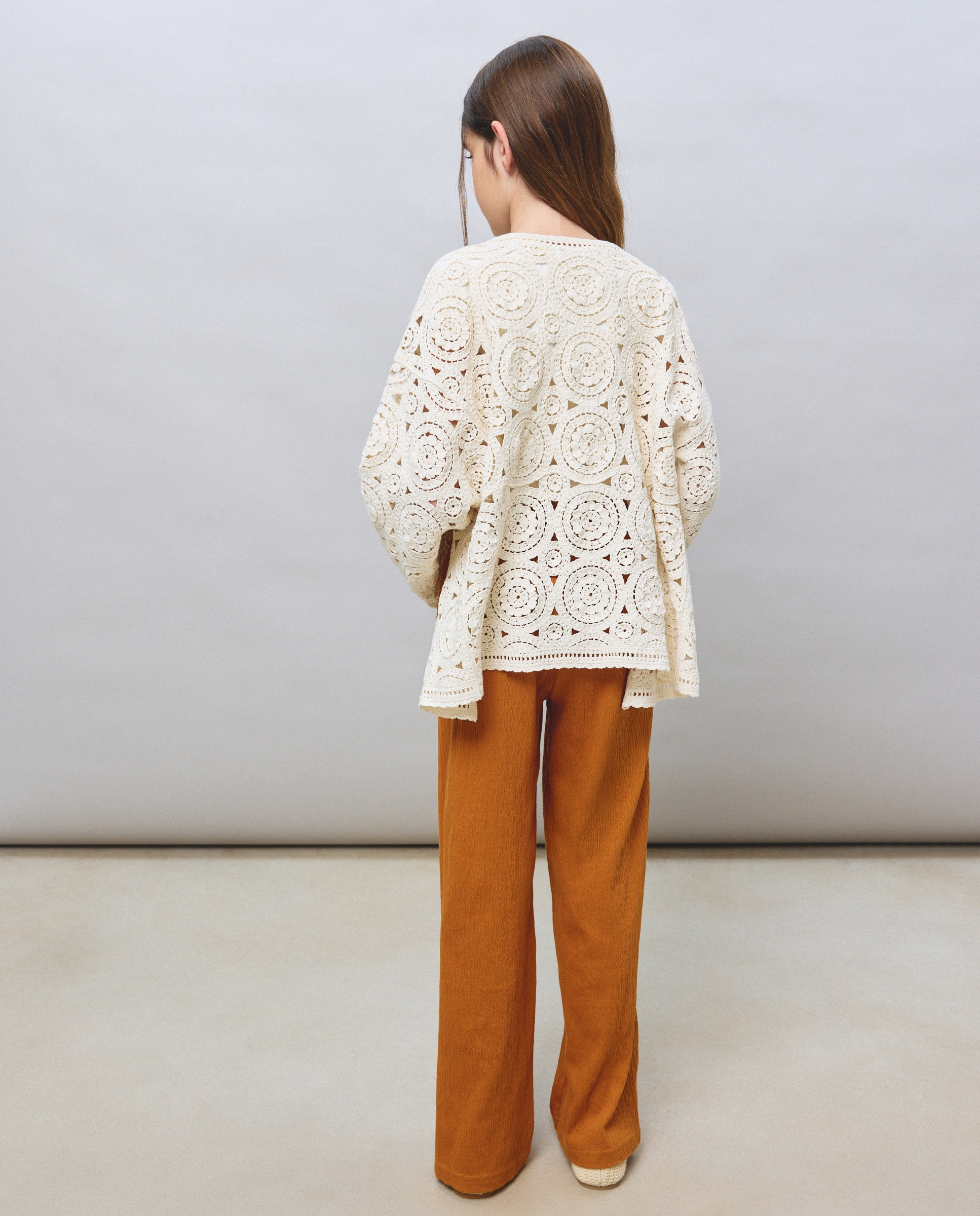 Casaco Tipo Kimono em Crochet Kids El Corte Inglés 120 Cru-4