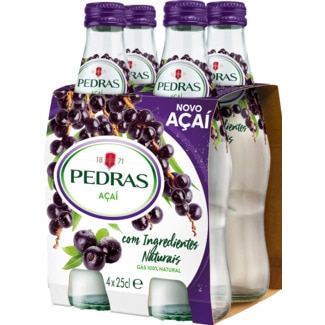 Água Gasosa com Sabor Açaí Pack 4 unidades garrafa 25 cl - Pedras