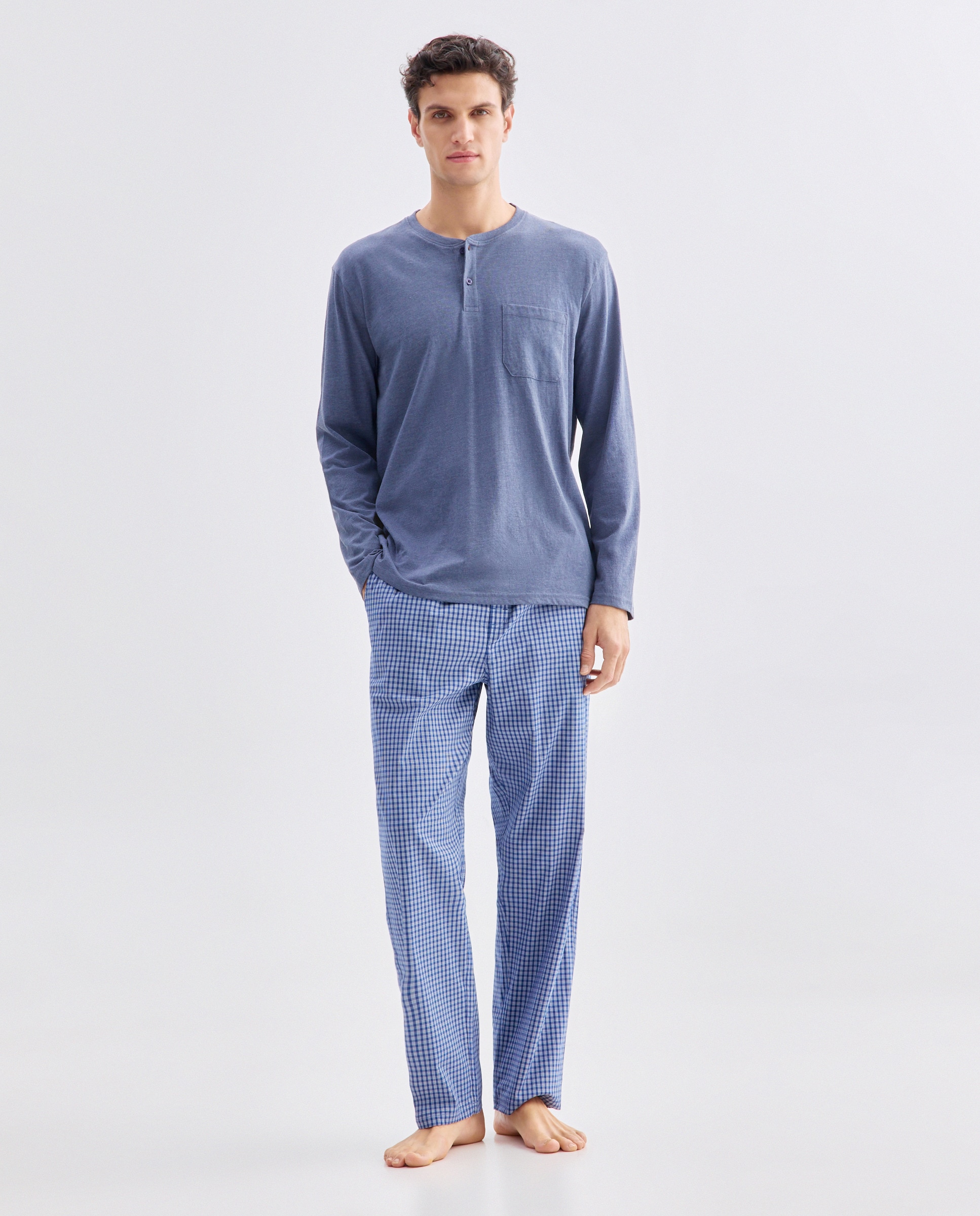 Pijama Misto Comprido Azul-marinho-1