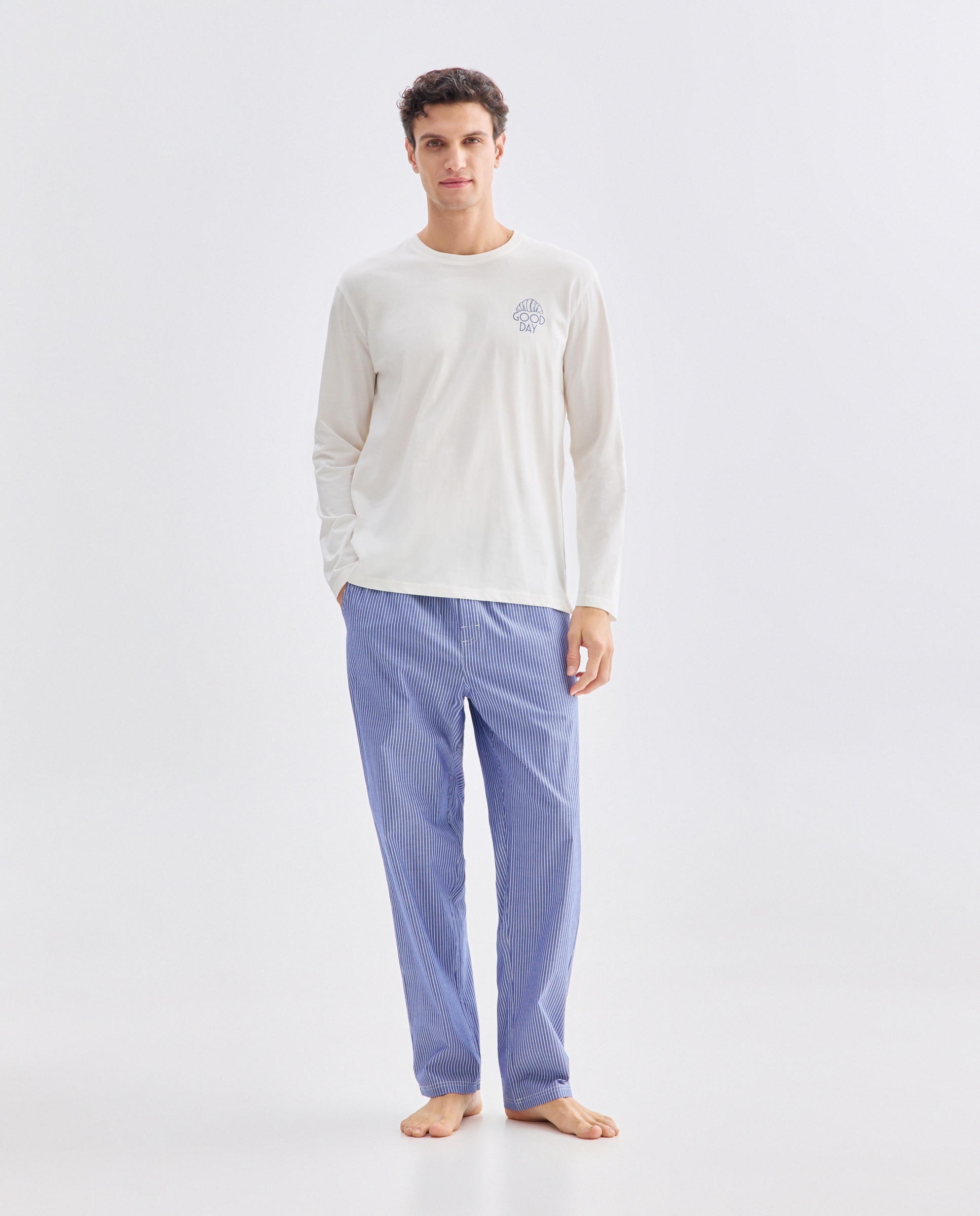 Pijama Misto Comprido Azul-marinho-1