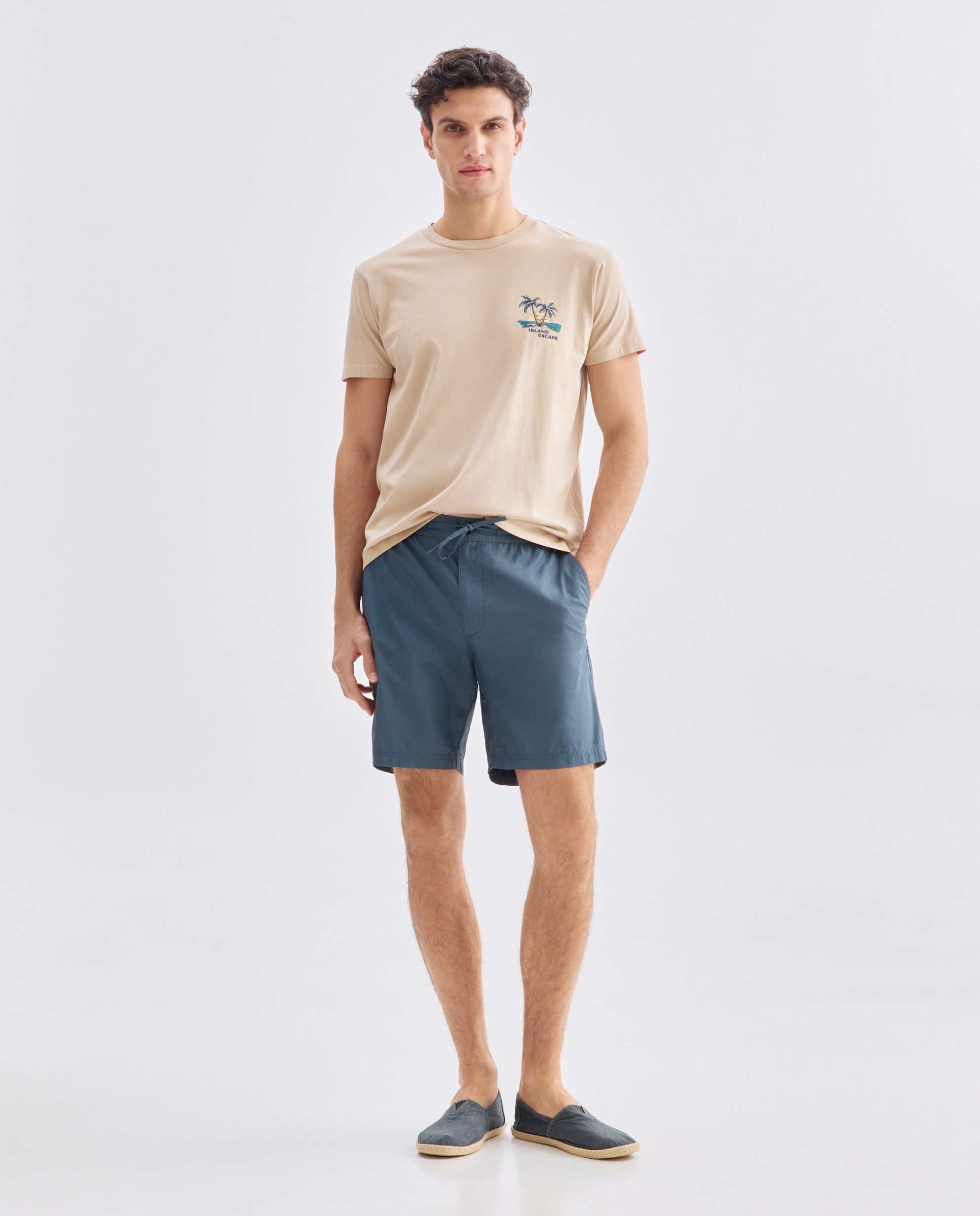 Camiseta de hombre manga corta ISLAND ESCAPE Beige-2