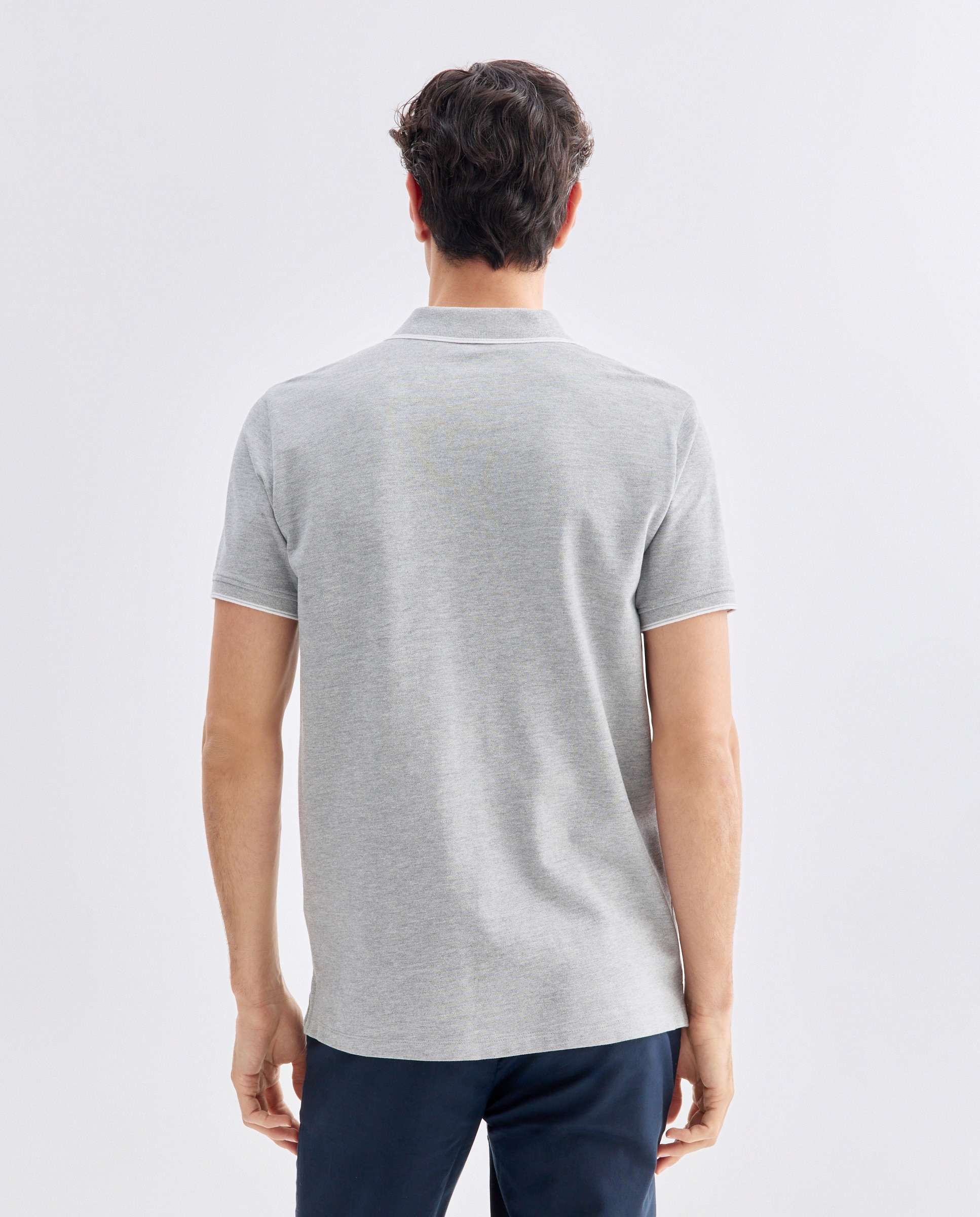 Polo de hombre manga corta raya color 820 Gris medio-3