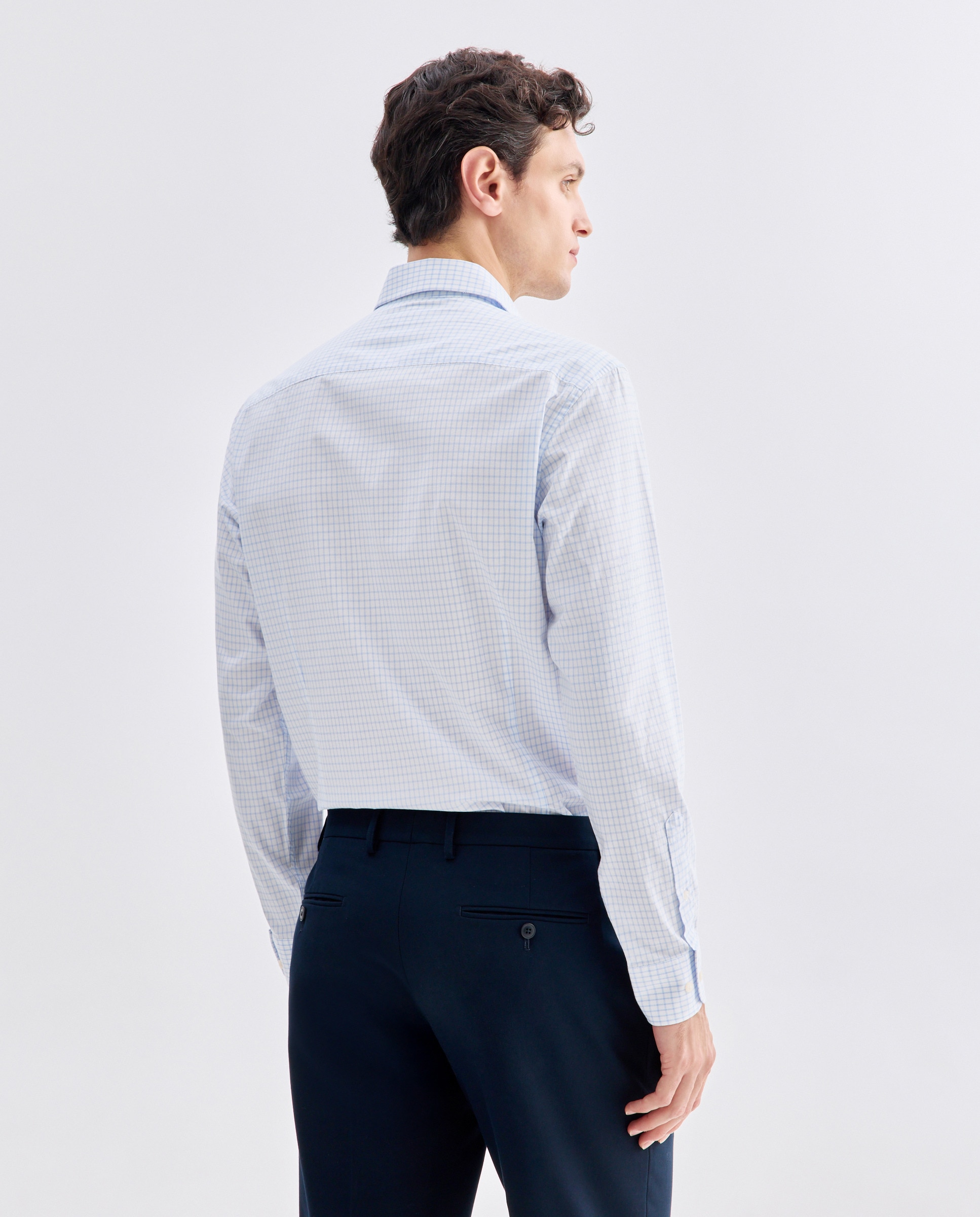 Camisa vestir hombre cuadros slim fit 410 Azul claro-3