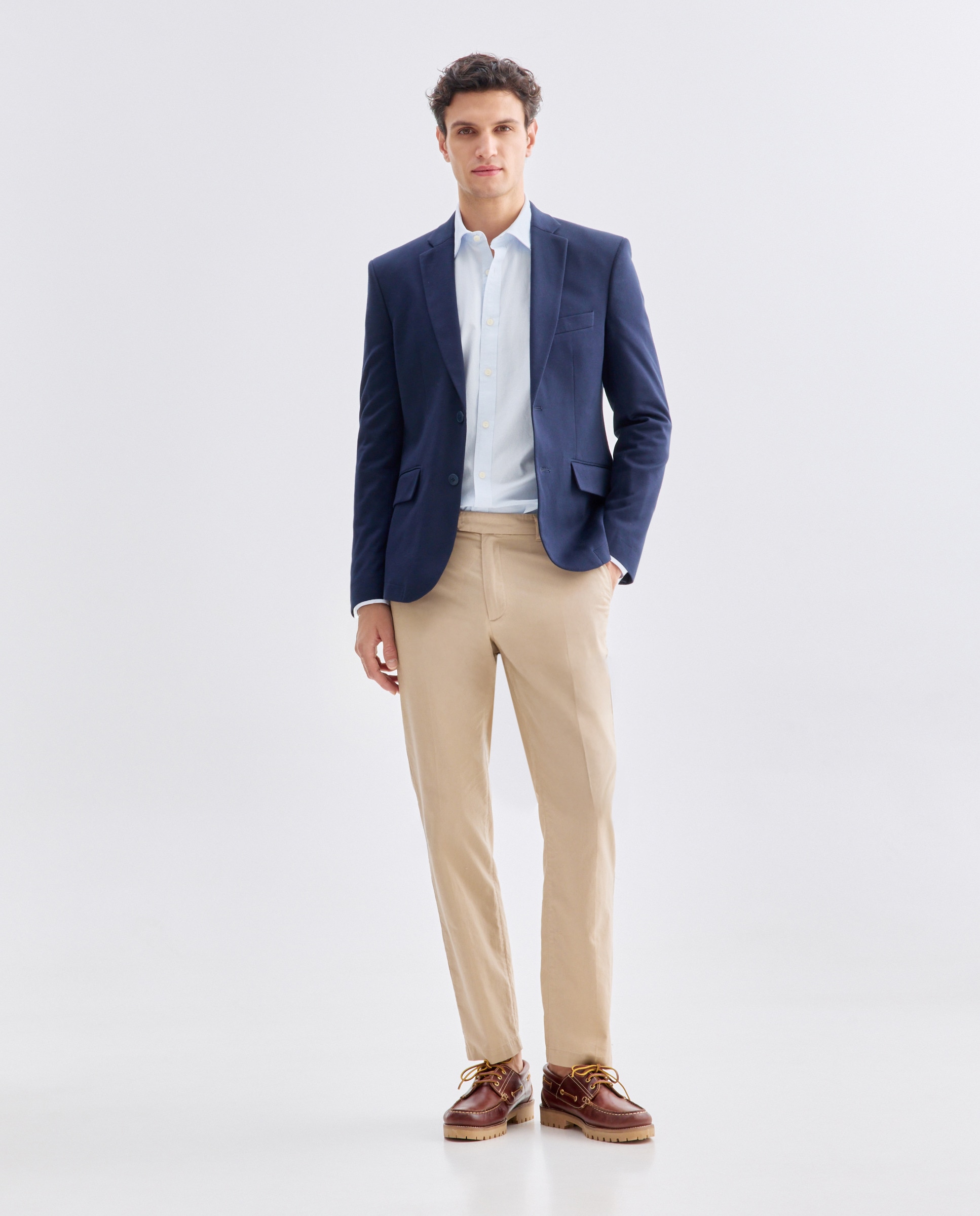 Chaqueta de hombre de punto piqué lisa Azul marino-2