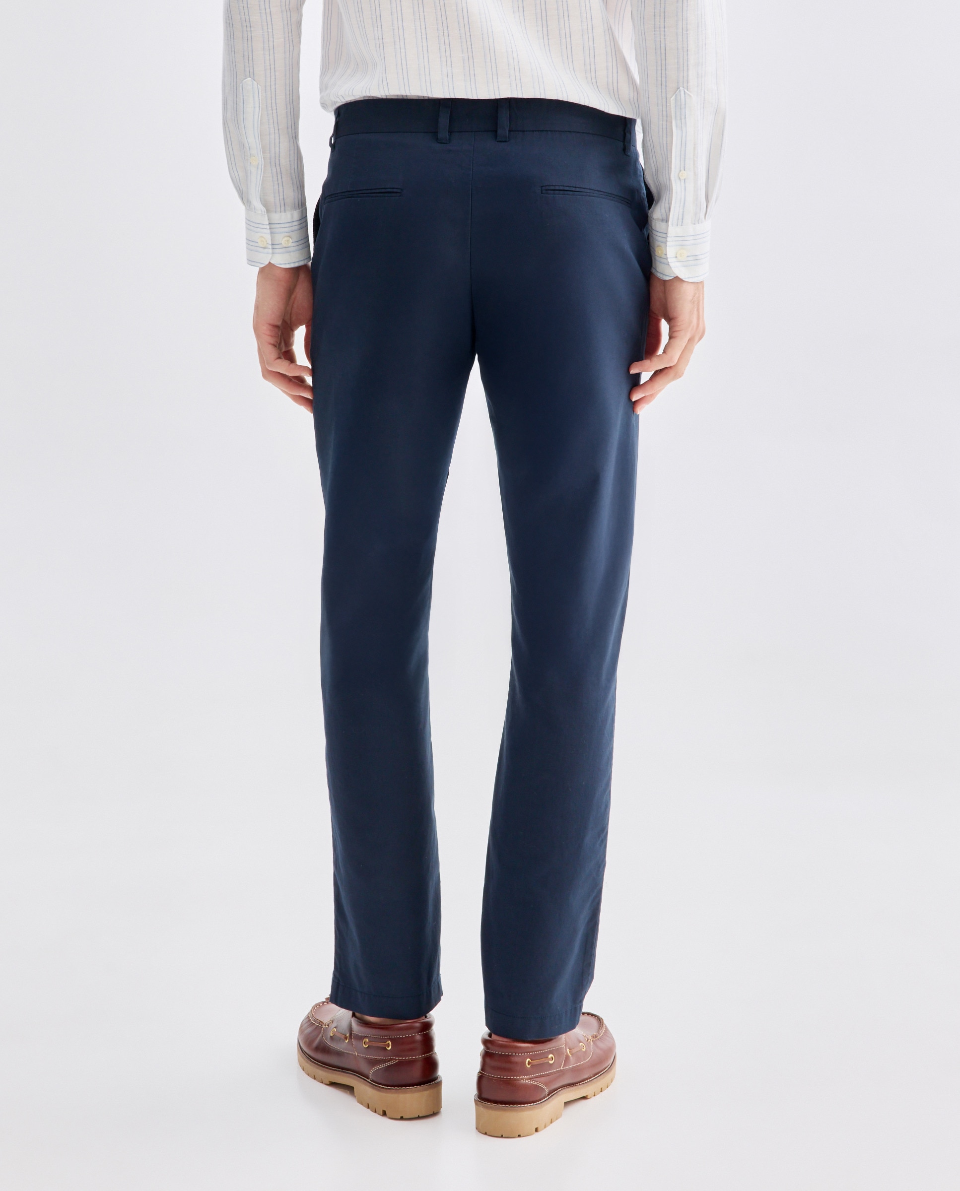 Pantalón hombre chino con lino 471 Índigo-3
