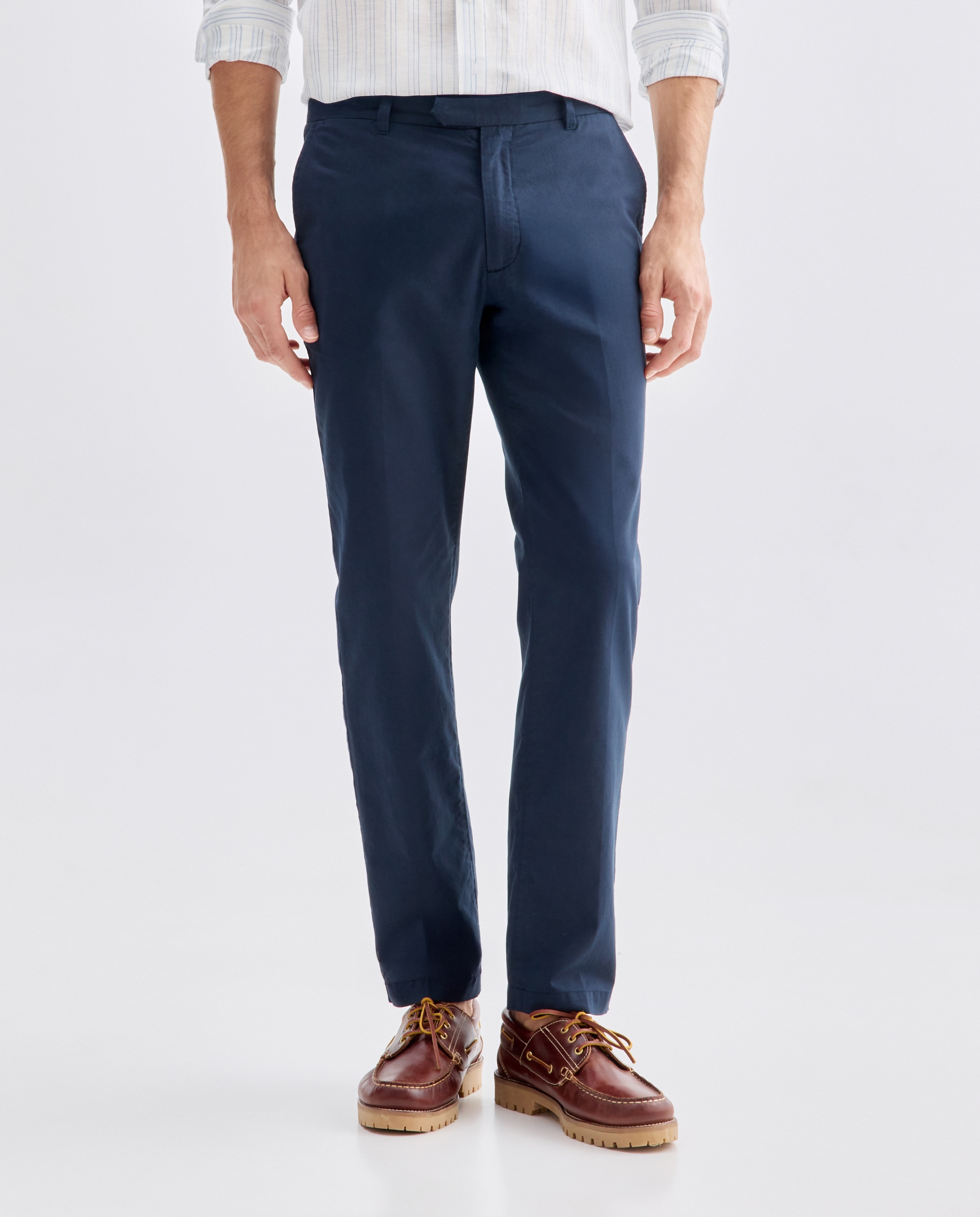 Pantalón hombre chino con lino 471 Índigo-2