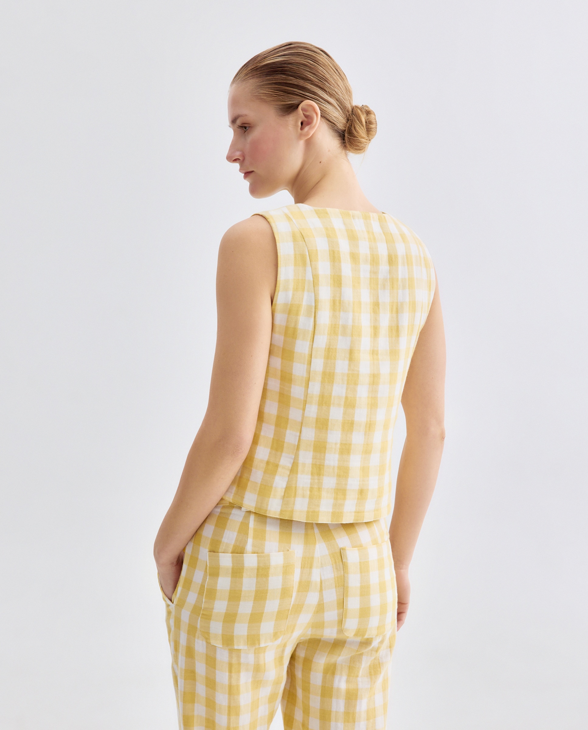 Blusa de mujer de cuadros total look Verde-3