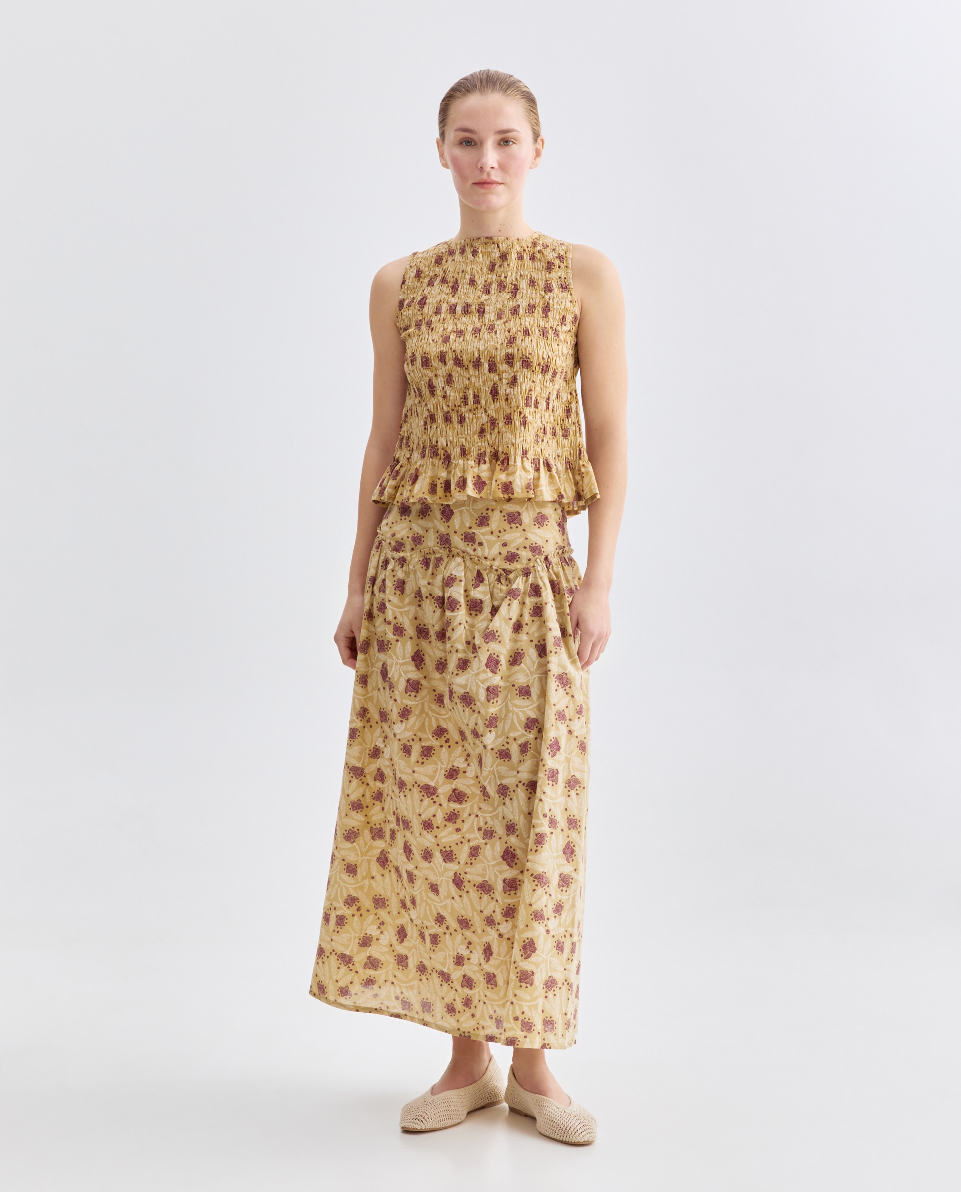 Blusa de mujer de flores total look Verde-2