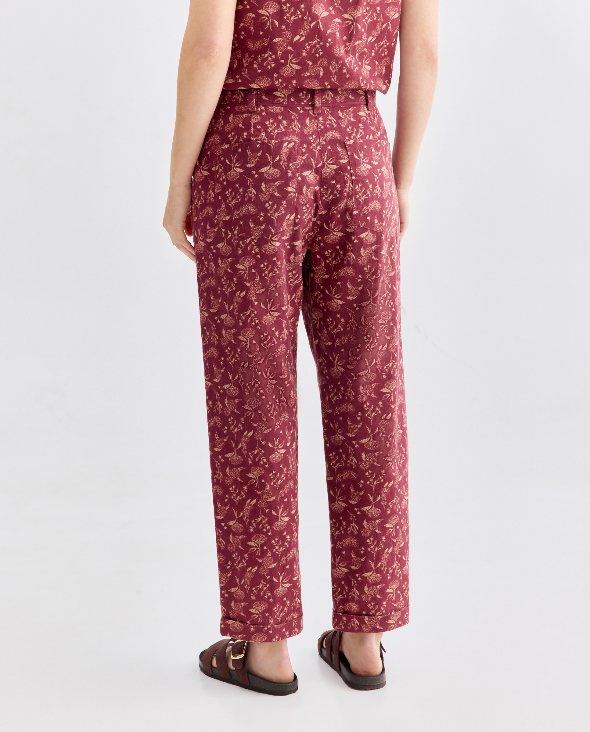 Pantalón de mujer de flores total look 200 Rosa-3
