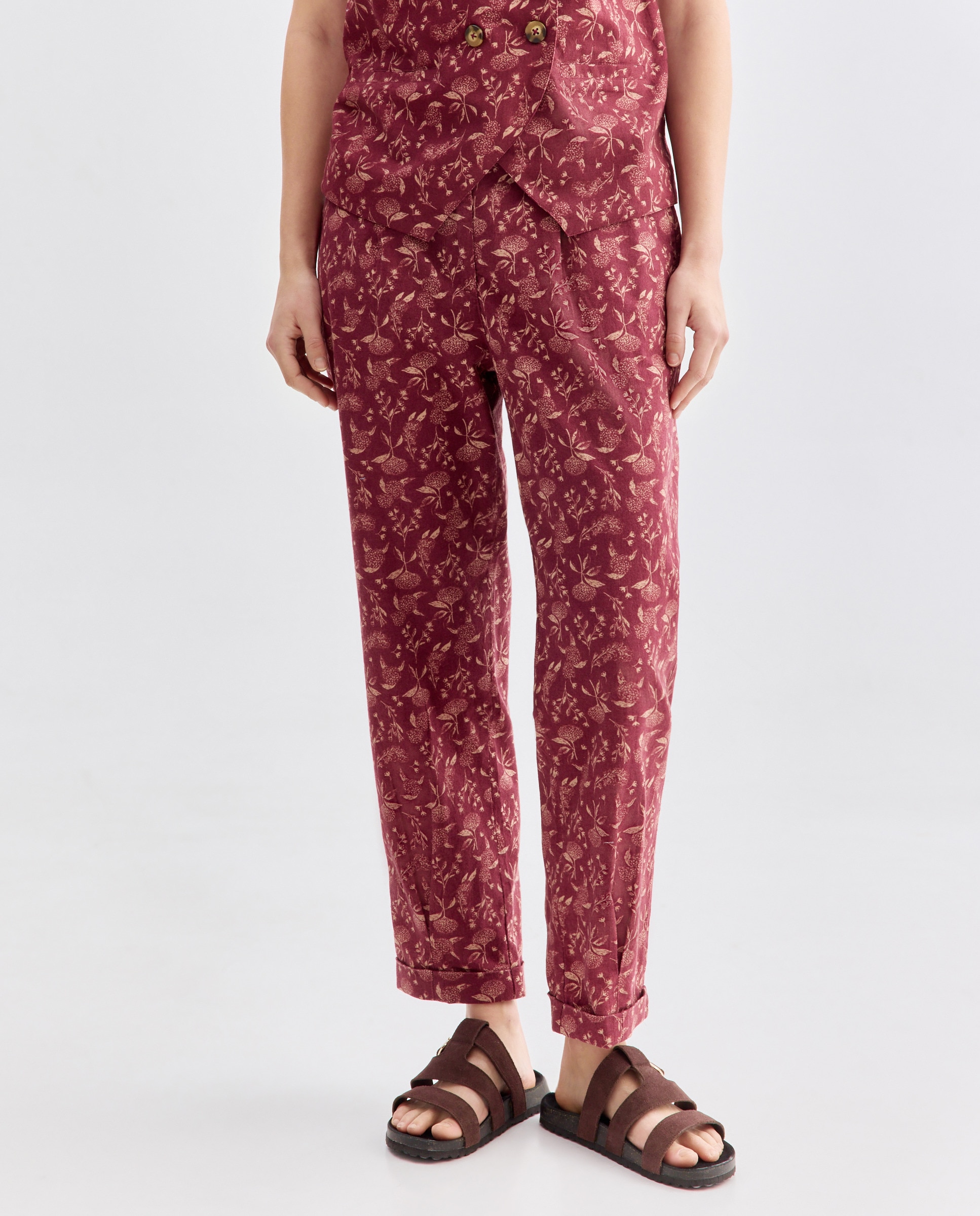 Pantalón de mujer de flores total look 200 Rosa-2