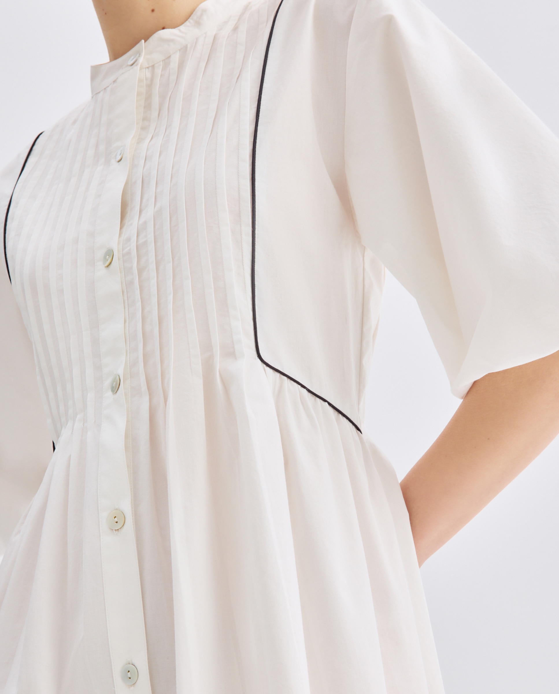 Vestido de mujer con jaretas Blanco-3