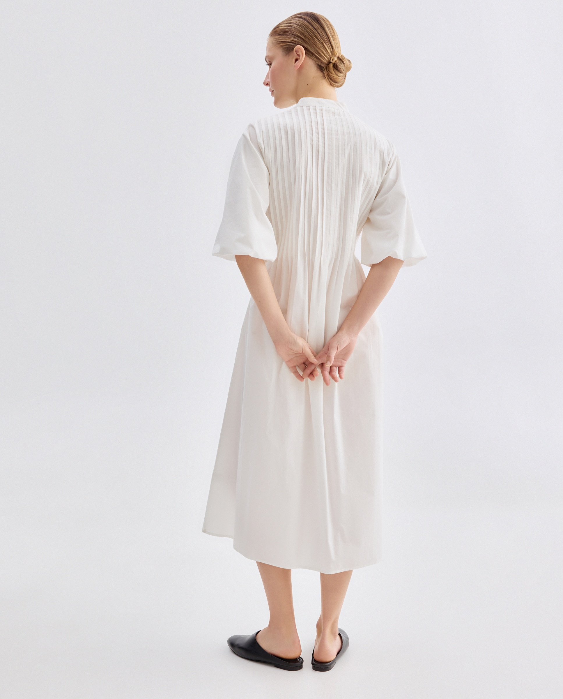Vestido de mujer con jaretas Blanco-4