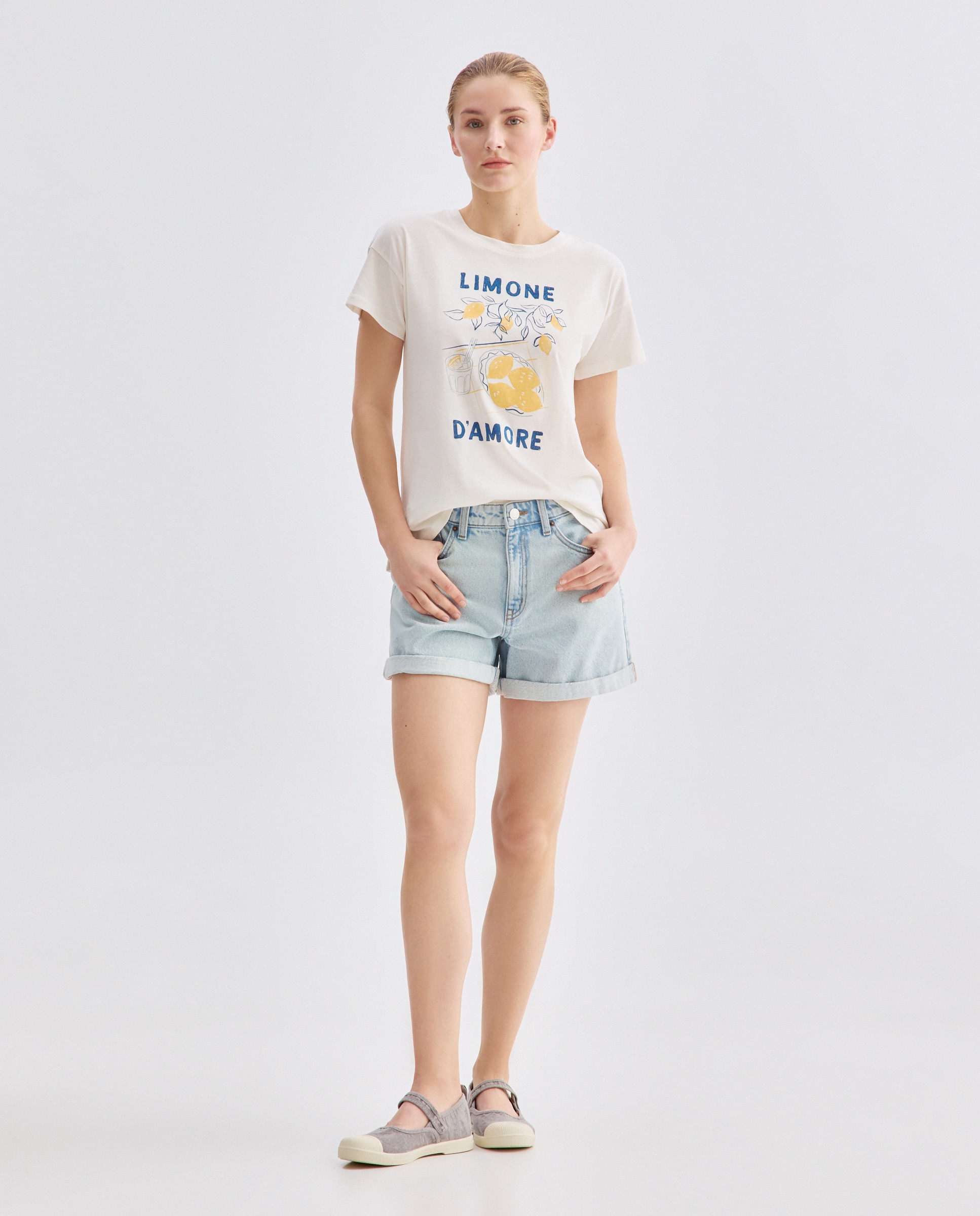 Camiseta estampada de mujer cuello caja Multicolor-2