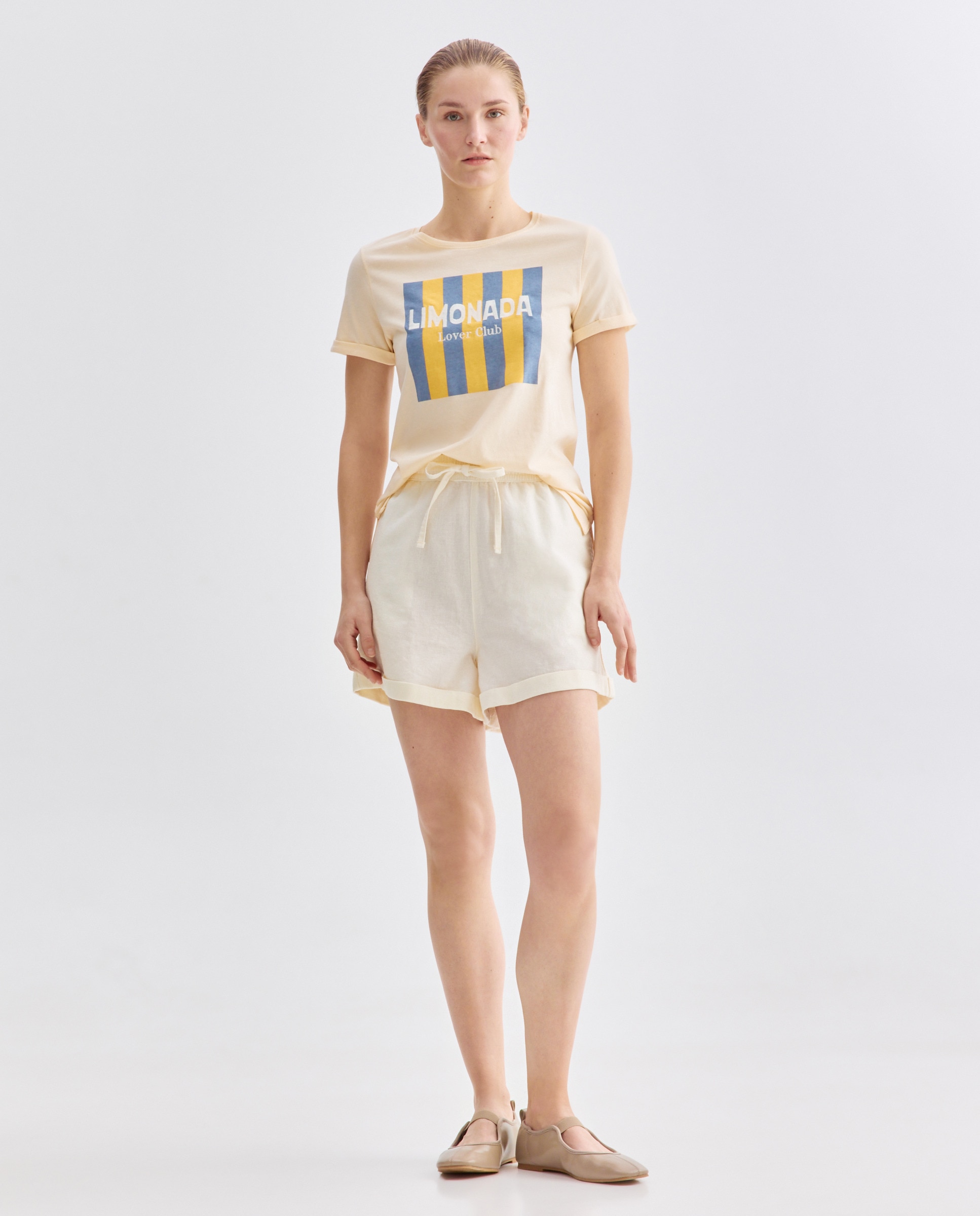 Camiseta de mujer cuello caja estampada bordados Multicolor-2