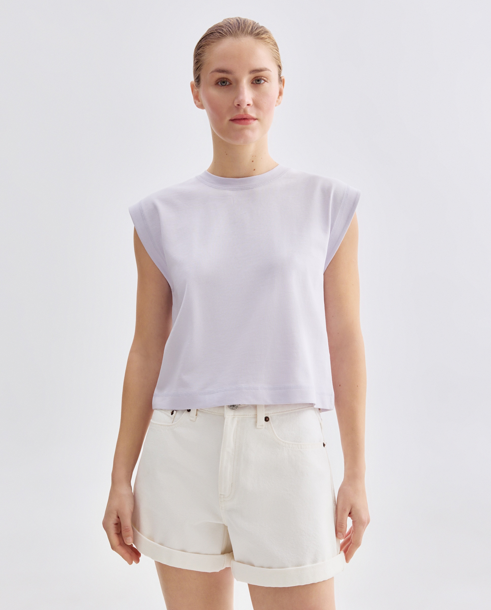 Imagen 0 de Camiseta sin mangas de mujer con solapa en hombro