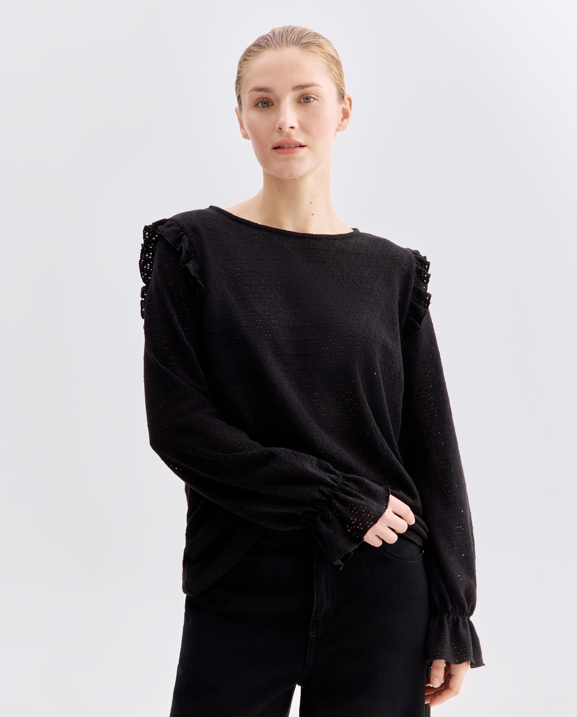 Imagem 0 de Camisola de malha de mulher com manga comprida e decote redondo