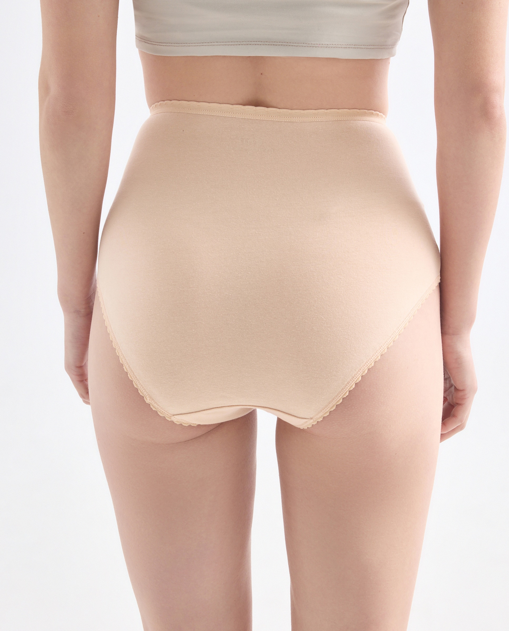 Pack 2 bragas altas lisas algodón Nude-2