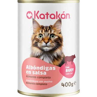 comida húmeda albóndigas en salsa para gatos con buey lata 400 g - Katakan